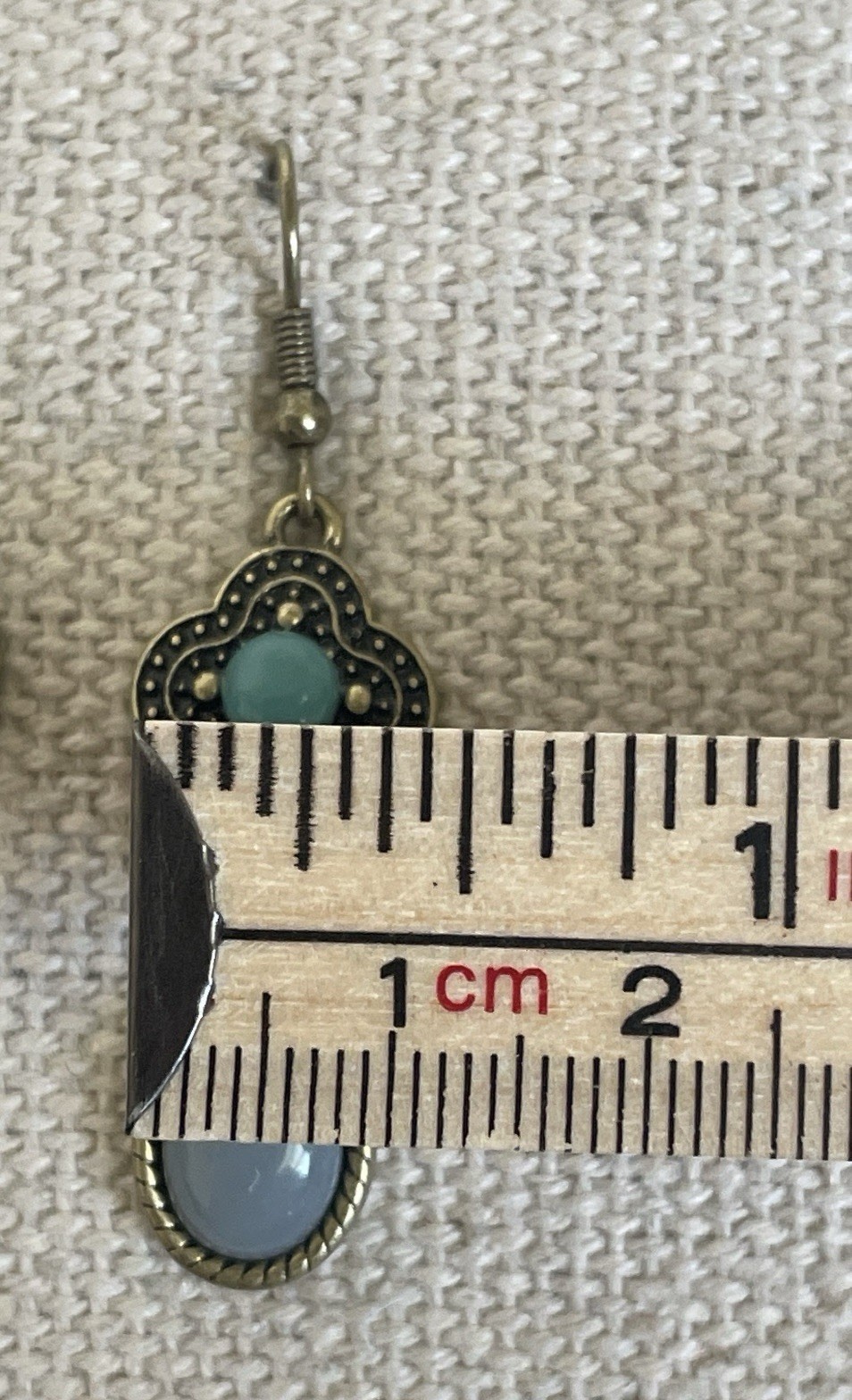 Bohemian Style Antiqued Finish Blue Drop Dangle Pierced Earrings