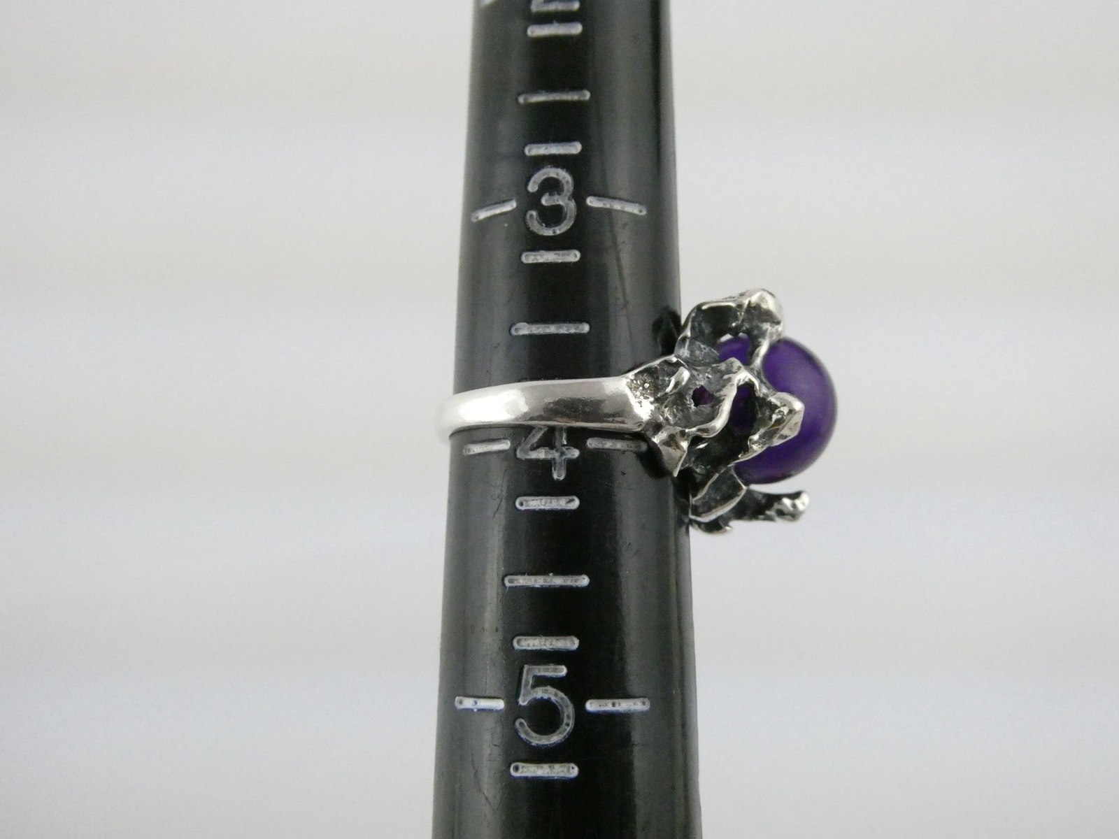 Neils Erik NE From Denmark Sterling Silver Amethyst Modernist Ring Size 3.75 6g