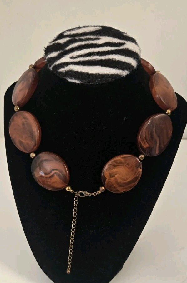 Elegant Beautiful Genuine Chunky Amber Statement Necklace 16 1/4″ – 20″