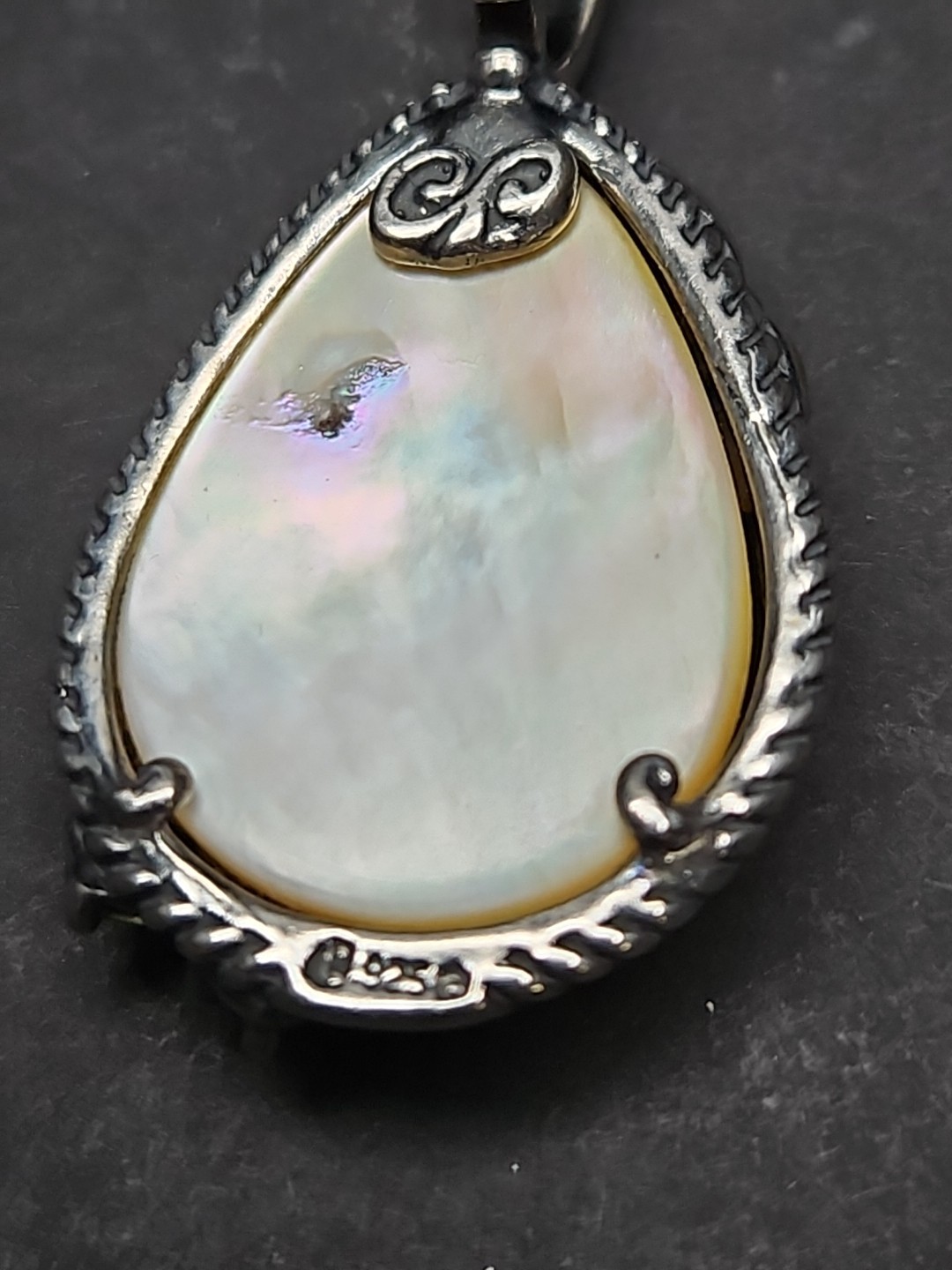 Carolyn Pollack Gold Mother of Pearl Multi Gemstone Flower Pendant 925 VINTAGE