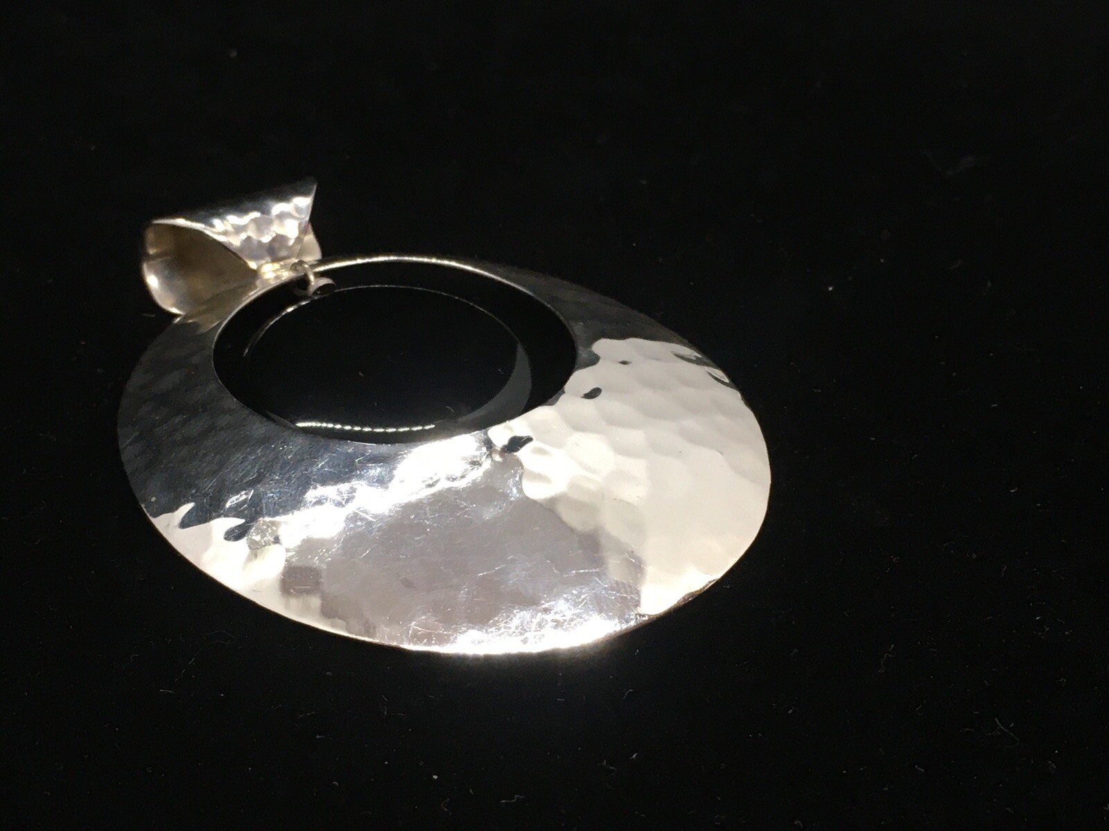 Huge Dominique Dinouart Hand Hammered Mexican Sterling & Onyx Pendant
