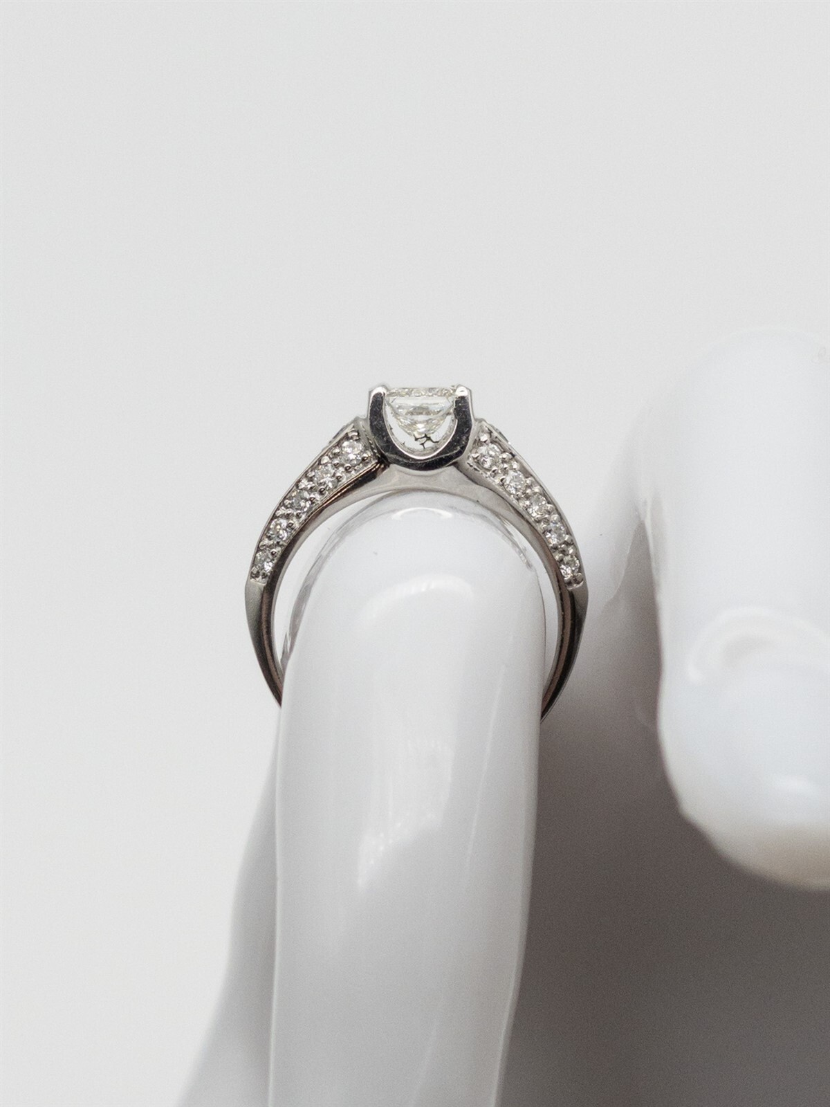 Designer $5000 1.52ct VS H Princess Cut Diamond 14k White Gold Wedding Ring