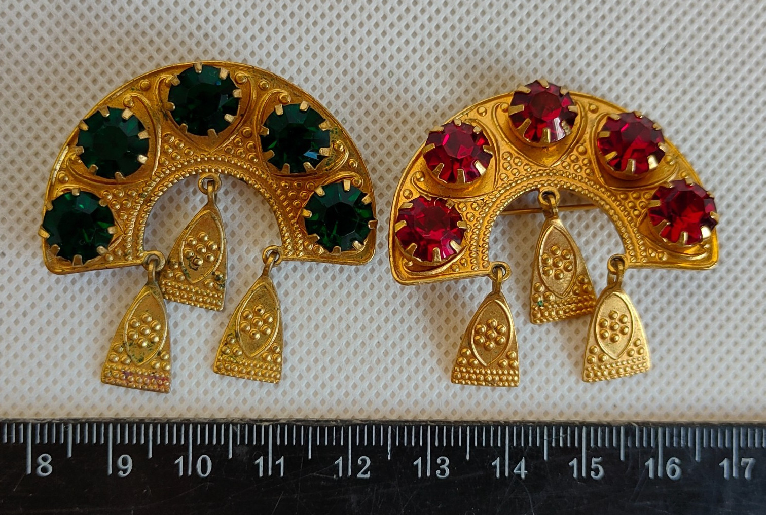 Vintage set of Soviet Czechoslovakian brooches with stones, 2 pcs. USSR.