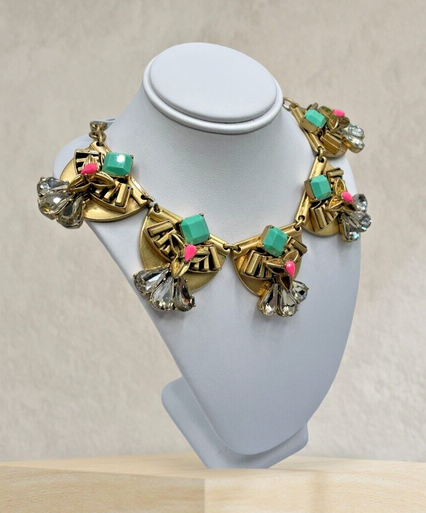 VTG Signed Stella & Dot Statement Revival Rhinestone heavy choker necklace