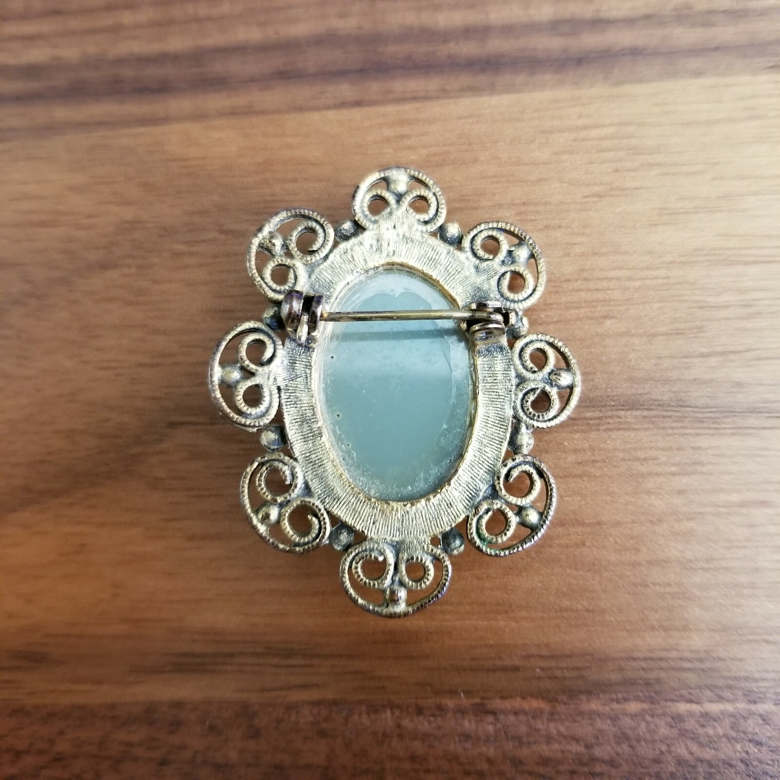 Vintage Victorian Blue Lady Cameo Brooch Pin 1.53″
