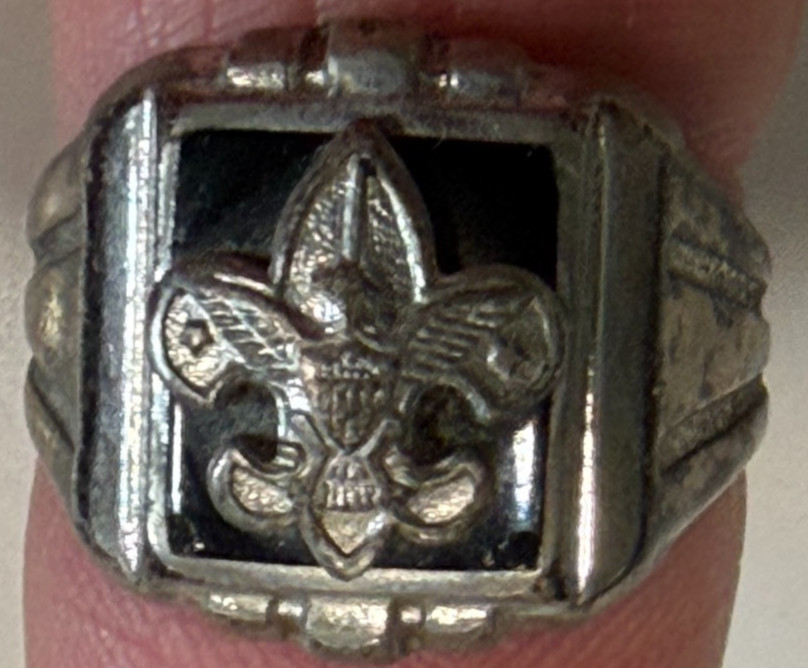 Vintage BSA Boy Scouts Sterling 925 Sliver Ring Size 10 Black Onyx 1930’s-1950’s