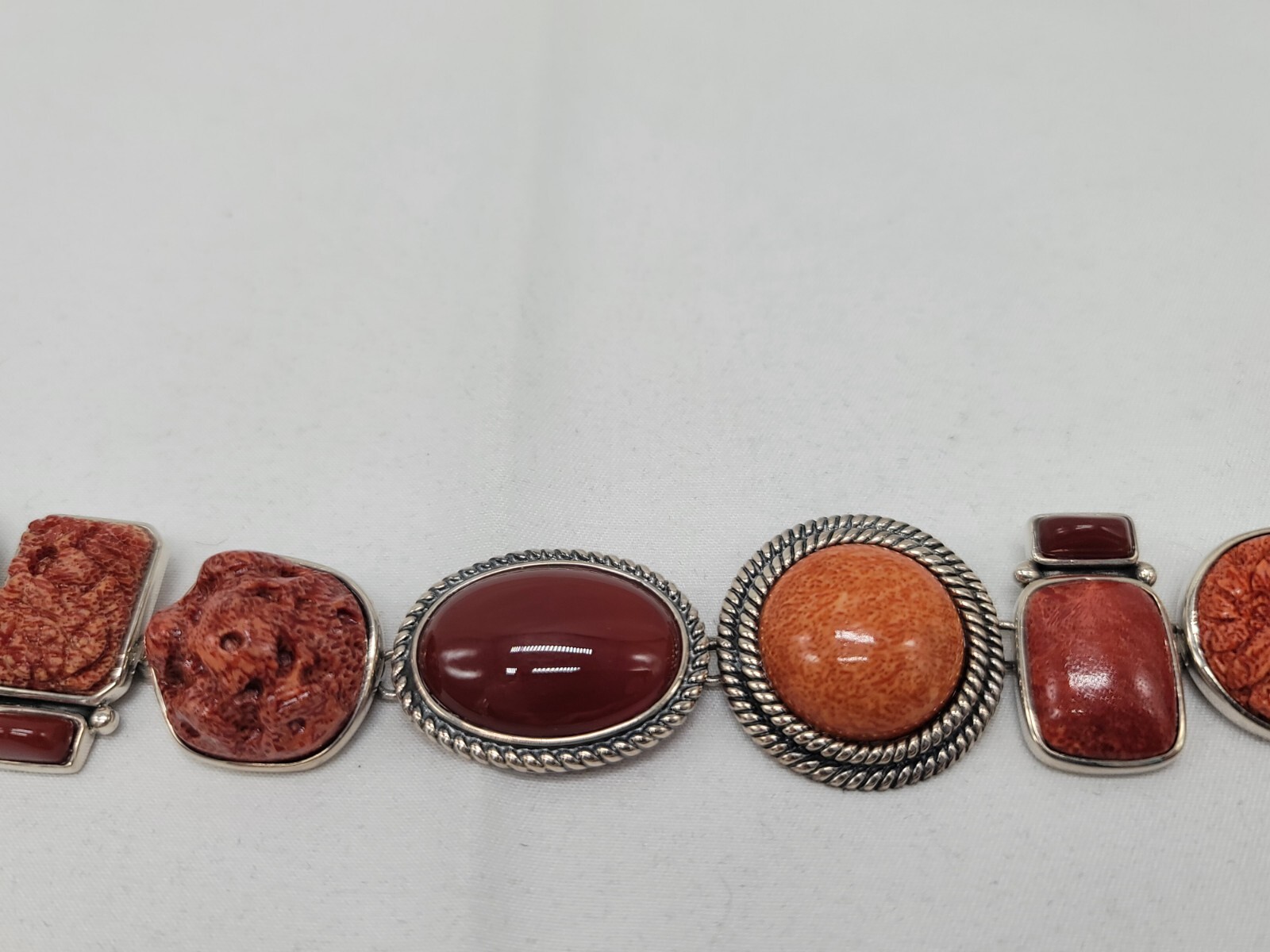 Amy Kahn Russell Hand Carved Red Jasper Carnelian Cabochon Toggle Bracelet NIB