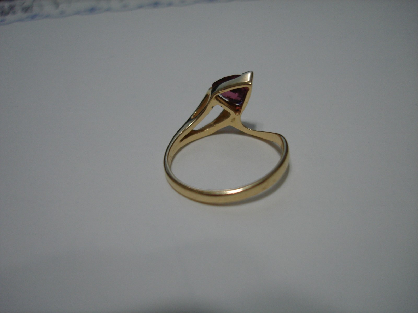 VINTAGE COCKTAIL COLOR PINK STONE CP 14K SOLID YELLOW GOLD RING SIZE 5.75