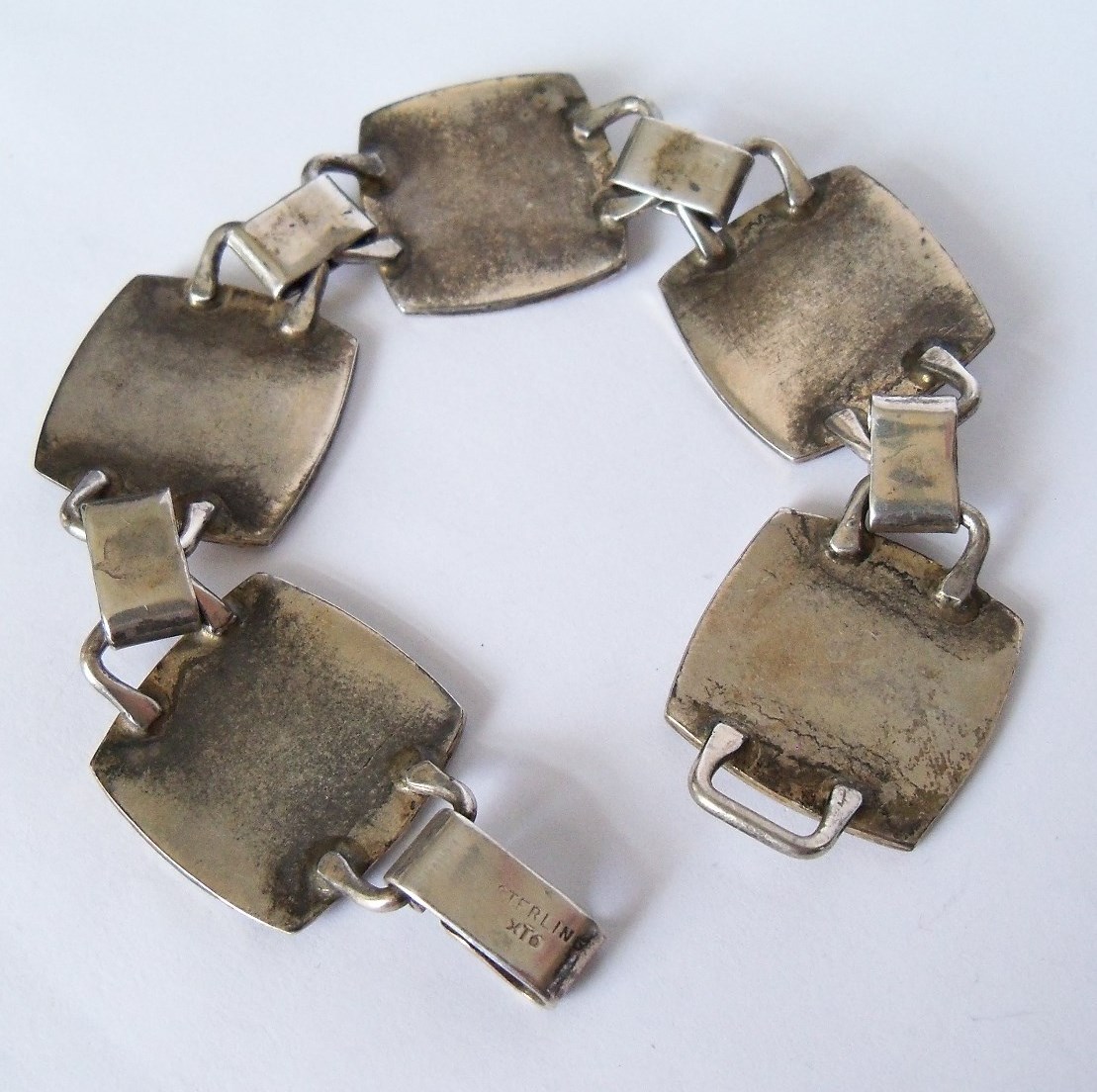 Vintage Ella Cone Sterling Silver Modernist 5 Link 7 1/4″ Bracelet 33.4g xTo