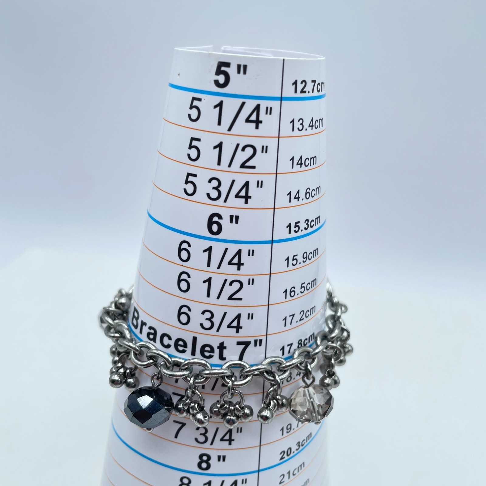Vintage Y2K Coldwater Creek Silver Tone Gray Black Dangle Charm Bracelet Jewelry