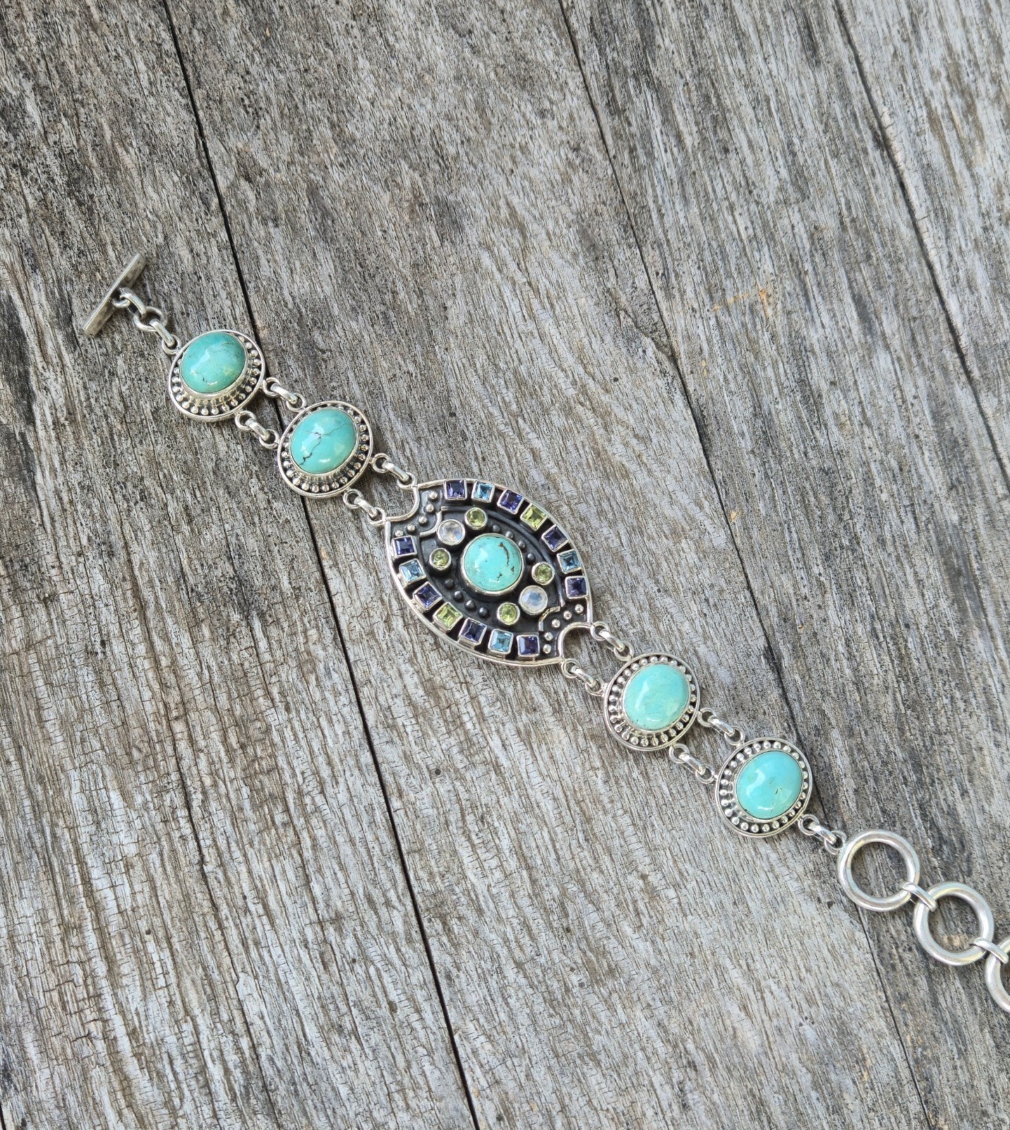Nicky Butler LIMITED EDITION RAJ COLLECTION 925 Sterling Silver Bracelet 7.75″🩵