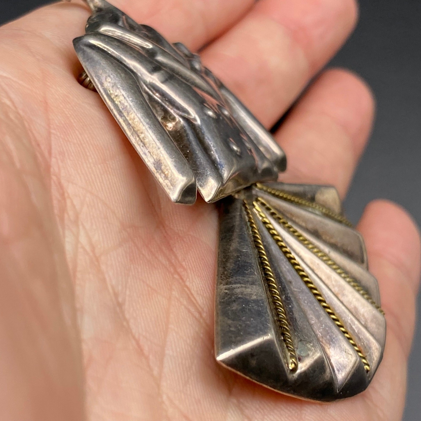 Vintage Mexico Lady Suit Movable Dress Sterling Silver Pin Brooch