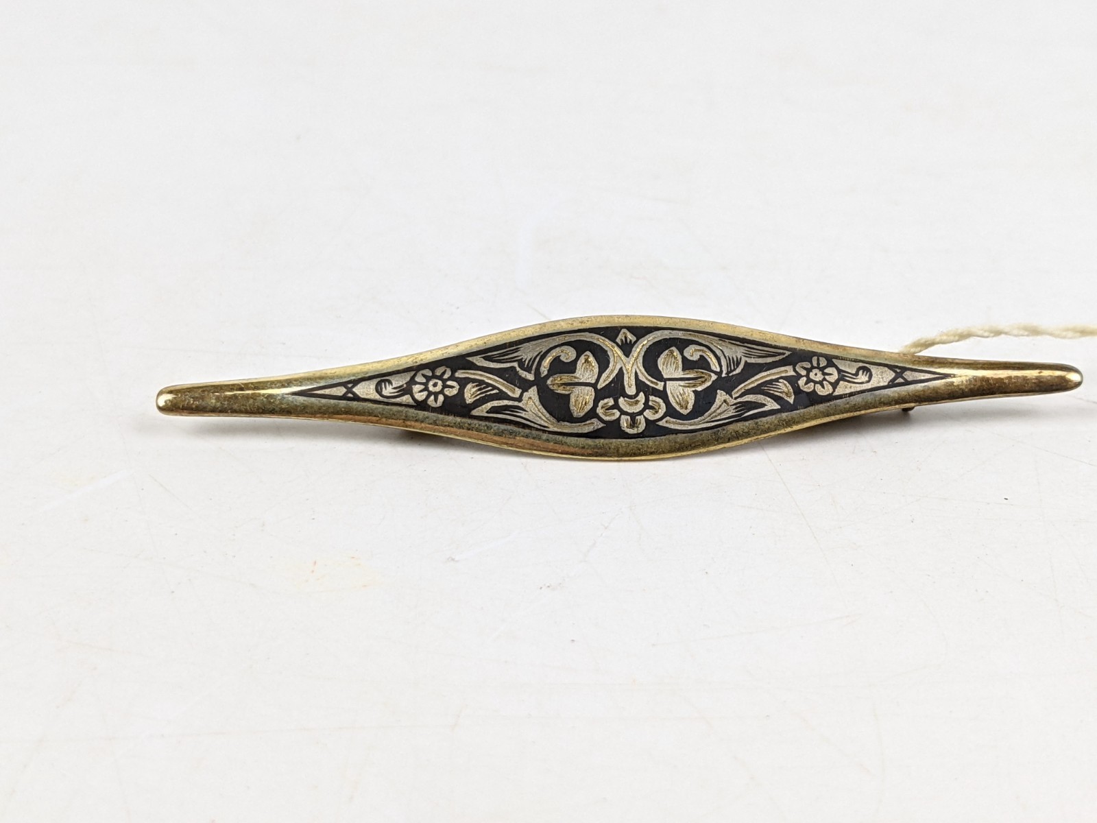 Vintage Soviet Silver 875 Niello Brooch Original Factory Tag Severnaya Chern
