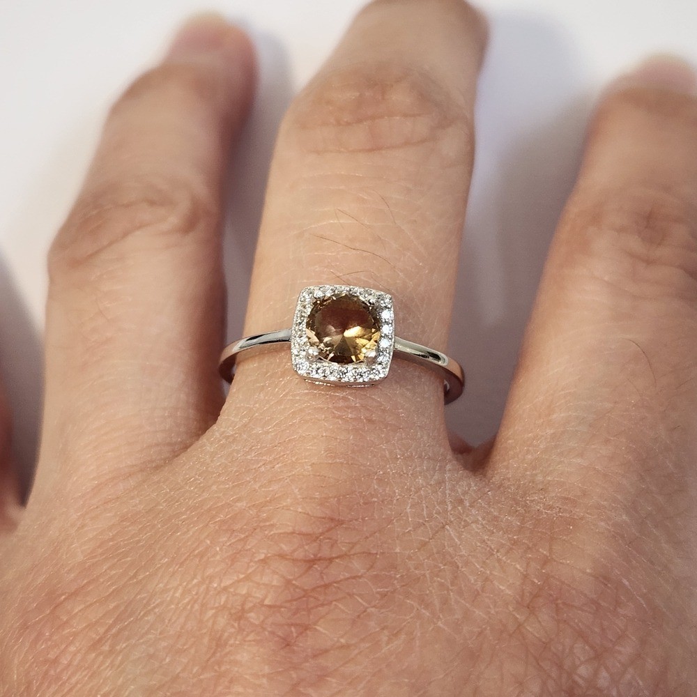 NIB Semi VTG 1cts Golden Champagne Topaz 925 Ring Sz 9/10