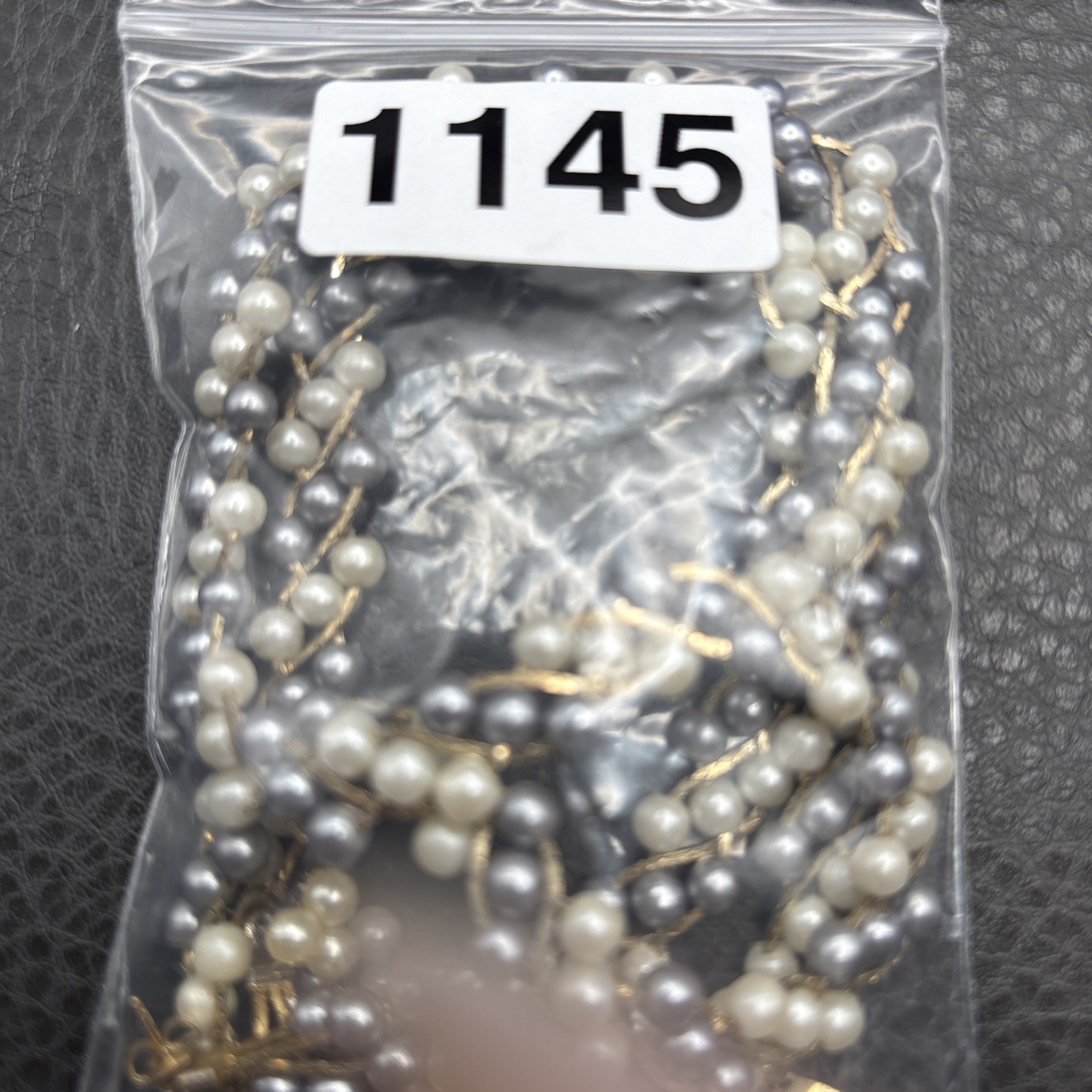 Vintage Imitation Pearl Gold Tone Necklace Pierced Dangle Fringe Earrings Set