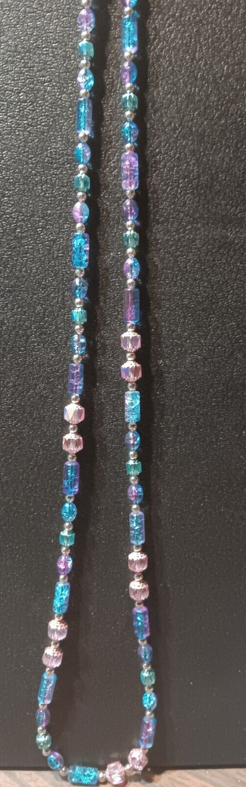 Vintage Violet Blue Glass Beaded Necklace