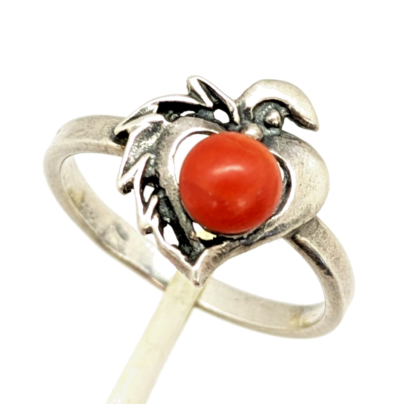 Vintage Rare Soviet RING Silver 925 with Chic Natural Coral-size:9.5US(19.5mm)#1
