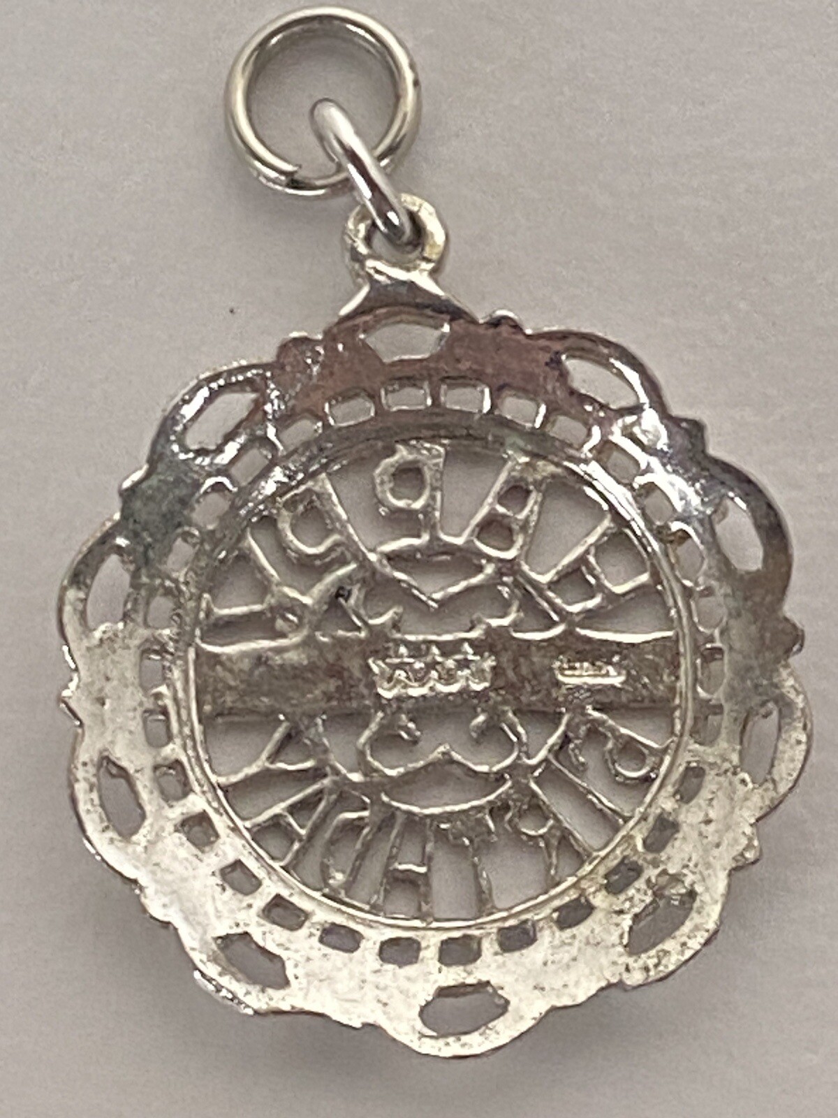 Vintage Sterling Slver Charm Happy Birthday Filigree Cut Out Lacey