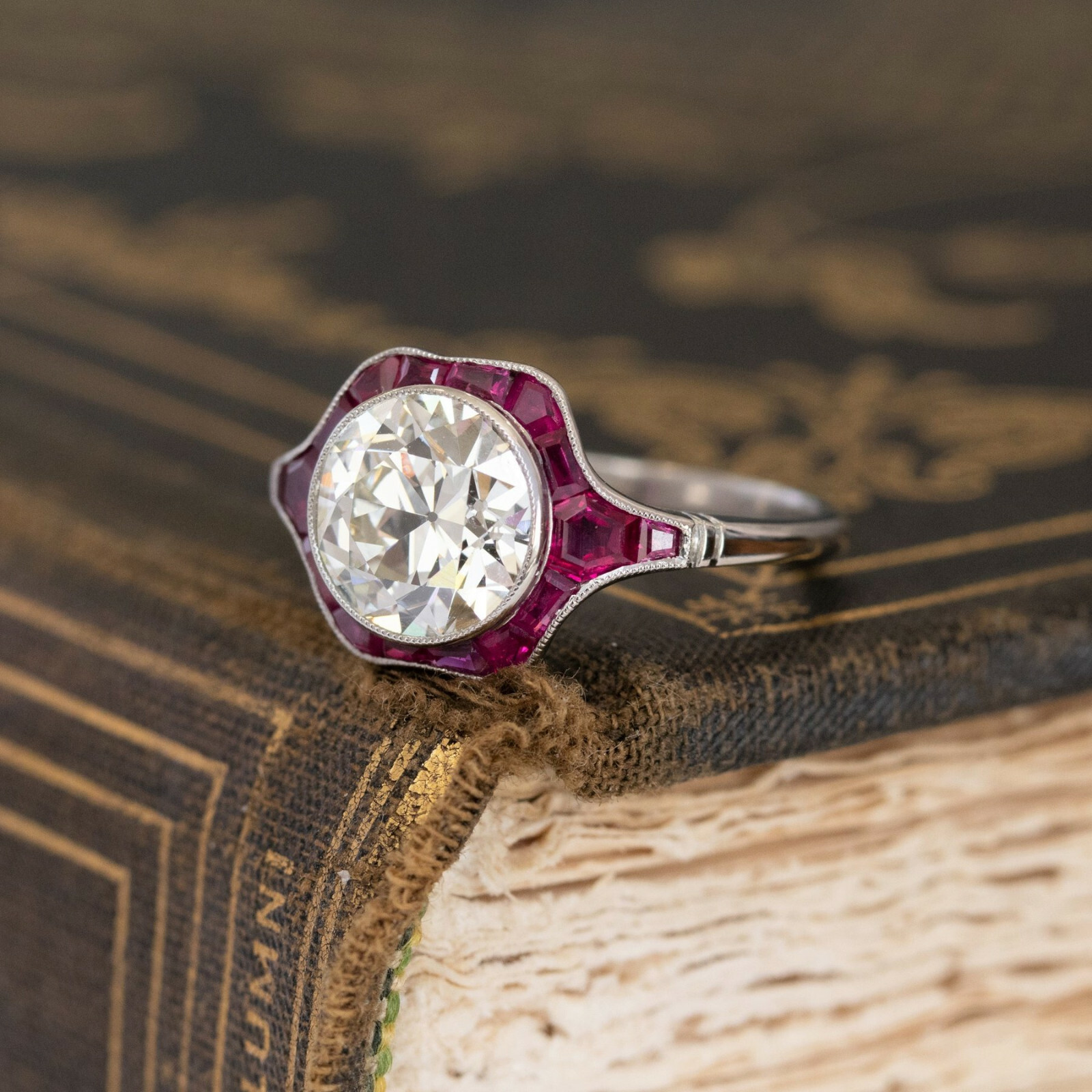 3.87Ct White Round Bezel Set Art Deco Engagement Ring Solid 925 Sterling Silver