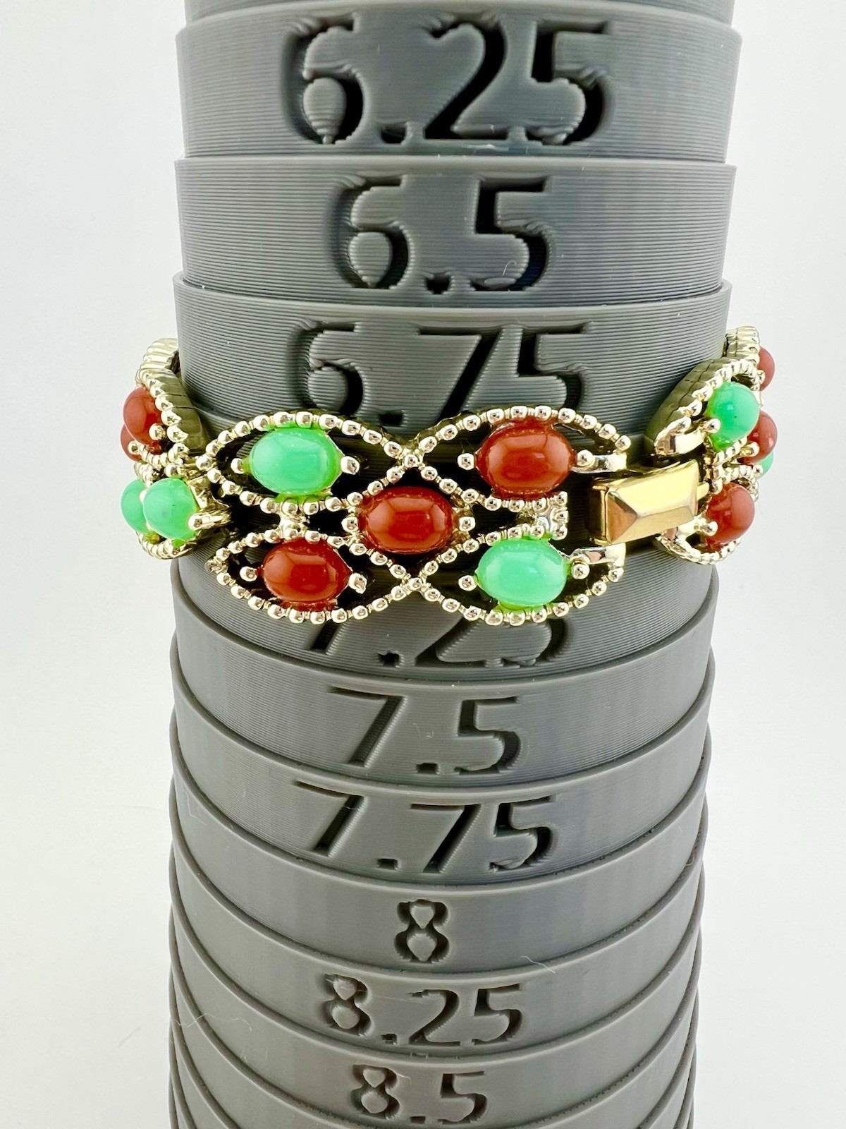 Vintage Sarah Coventry MCM Bracelet Brooch Set Gold Tone Green Red Signed