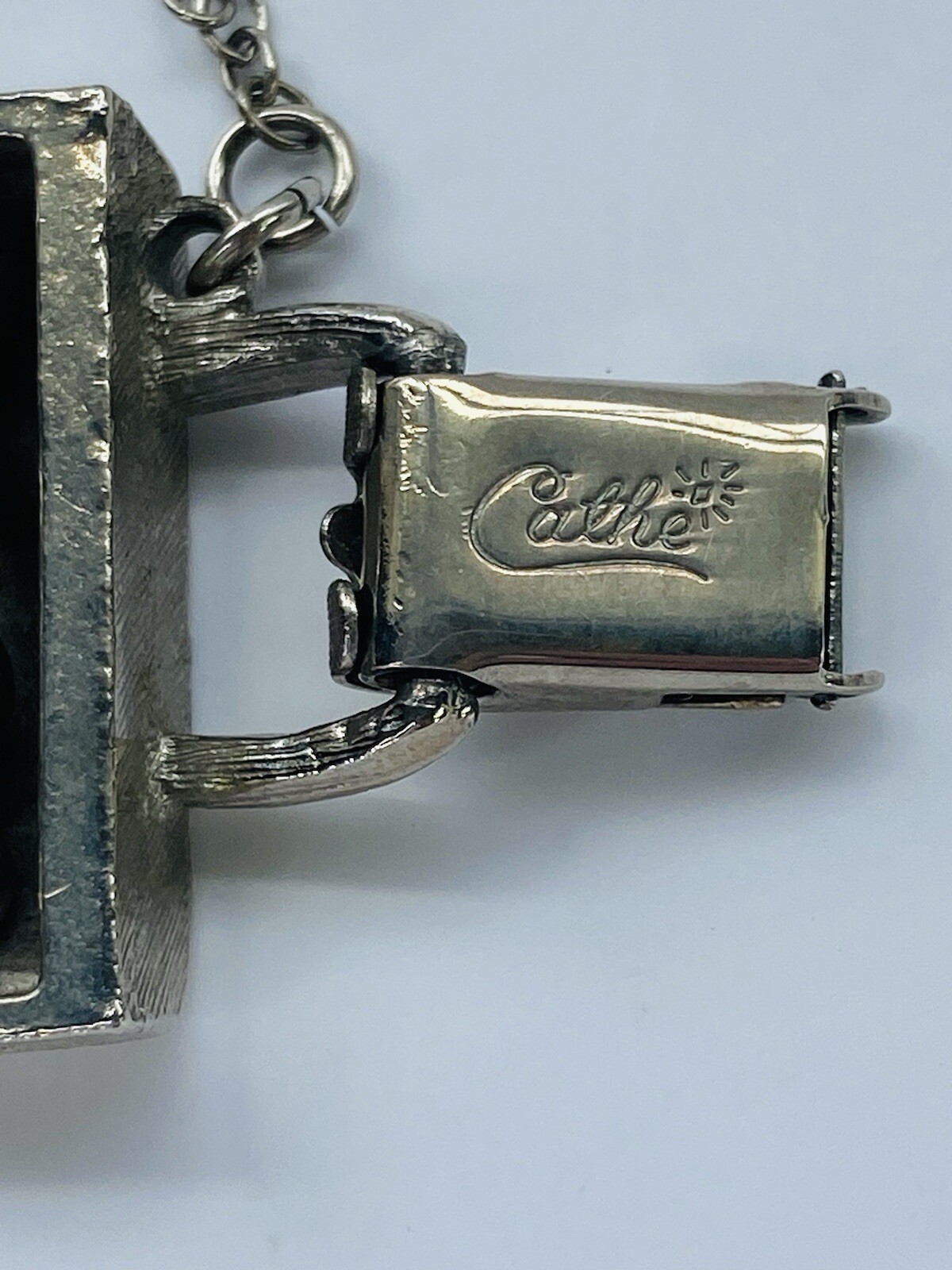 Vintage Cathé Cathe Chunky Silver Tone Heavy Brutalist Ball & Chain Bracelet