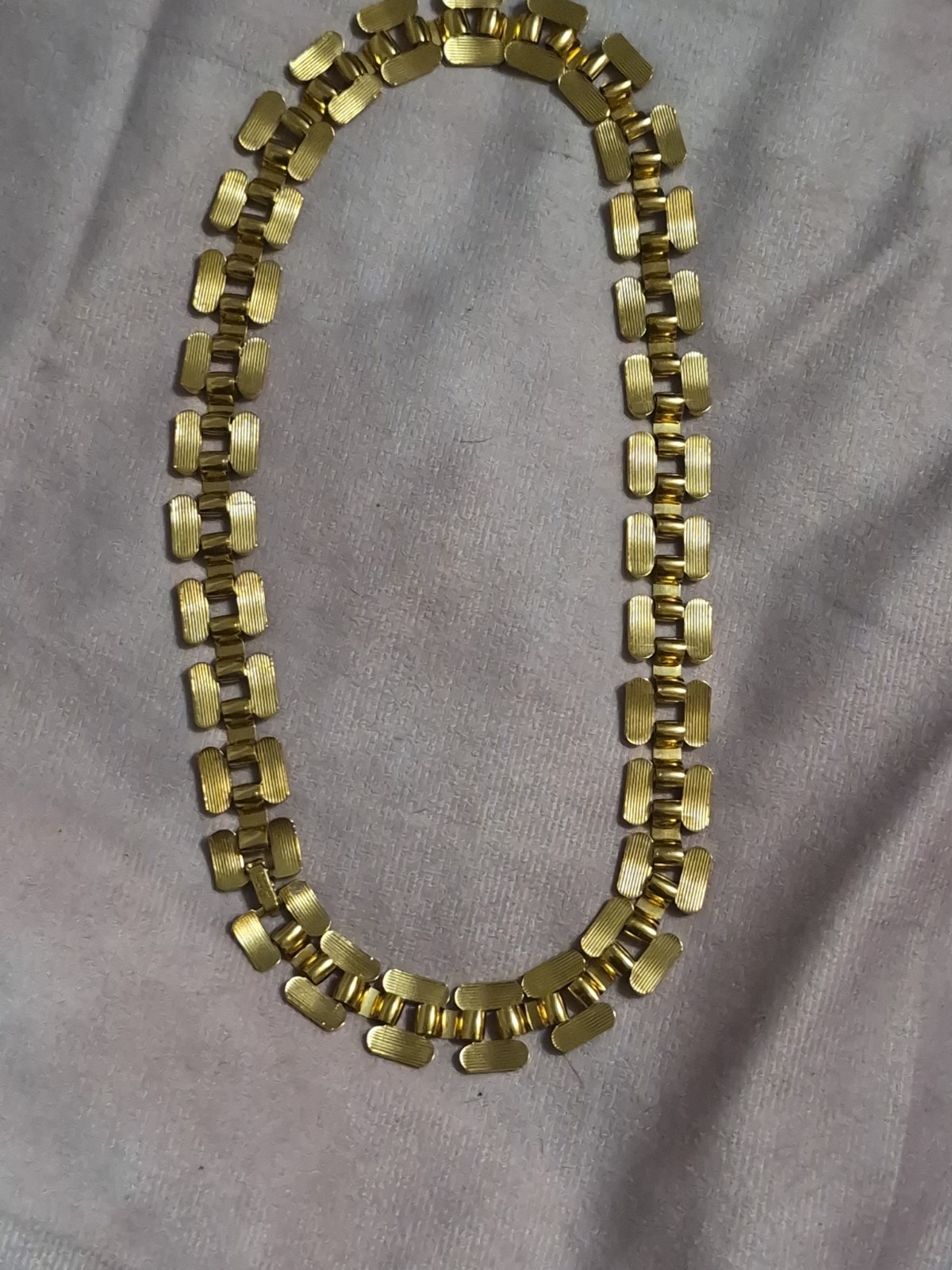 Signed Napier Gold Tone Square Link Chain Necklace Articulated Vintage