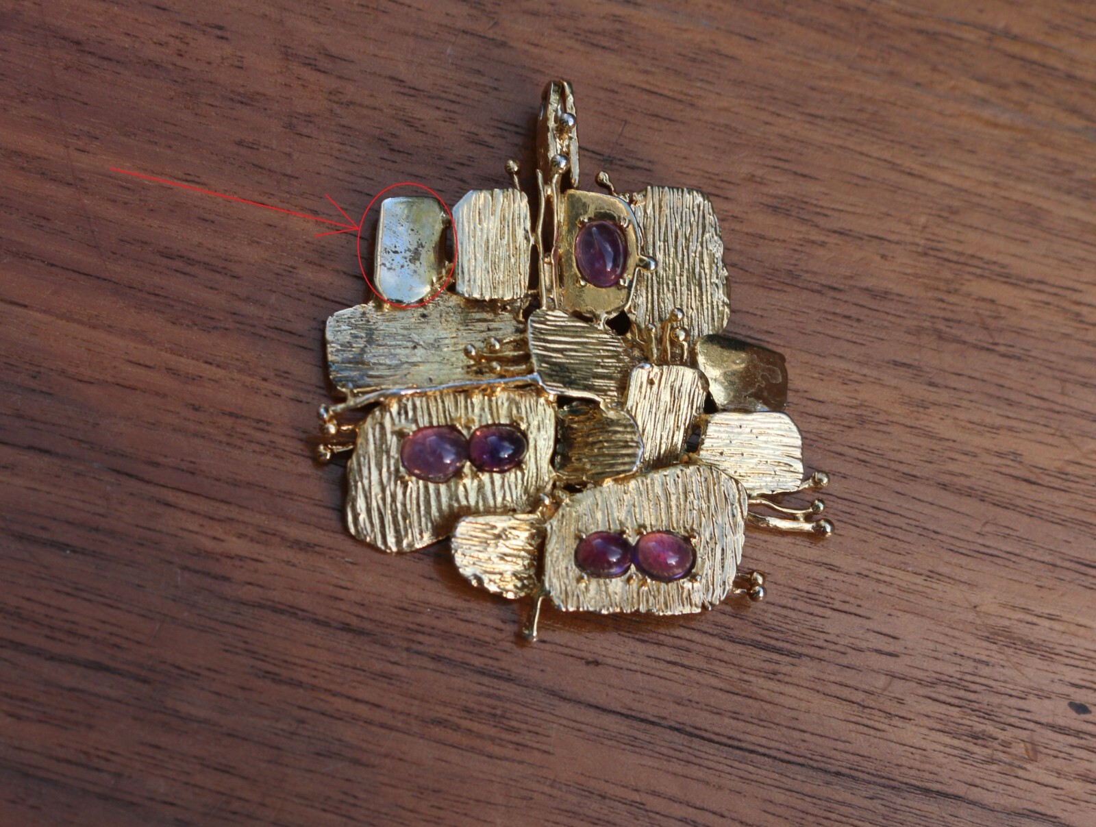 Vintage 1971 Grosse Germany Dior Designer Gold-tone Amethyst Purple Pendant