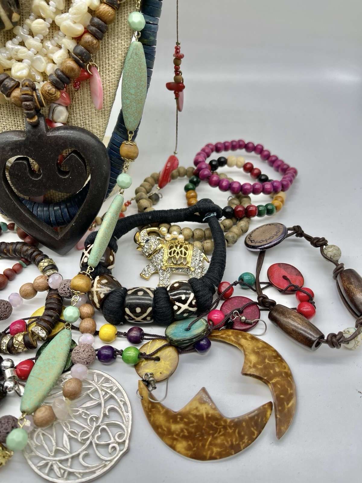 Jewelry Vtg To Mod Safari Boho Ethnic Wood ++ Pcs Lb Lot JL207