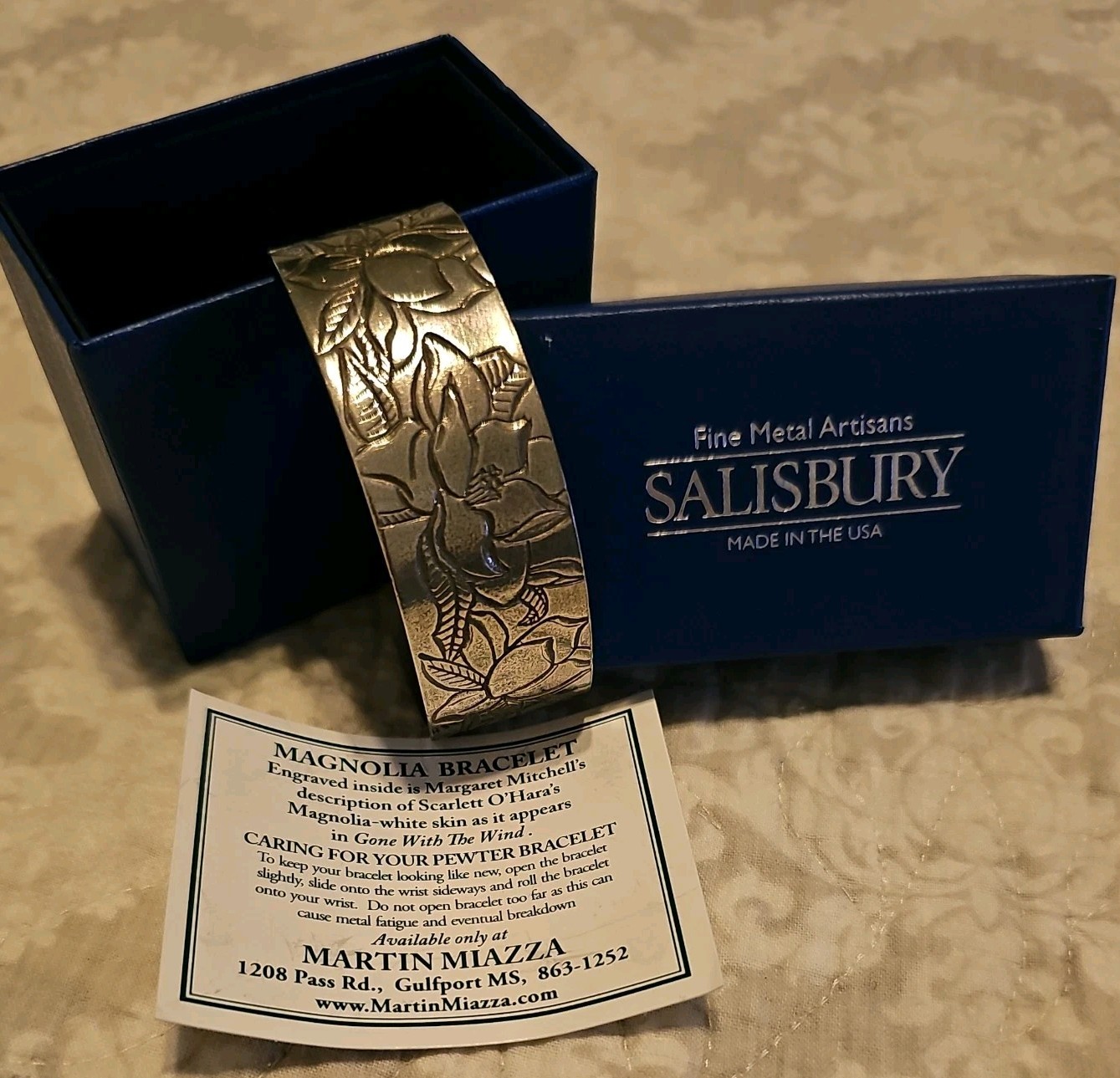 Salisbury Martin Miazza Exclusive Heavy Pewter Magnolia Bracelet Gone With Wind