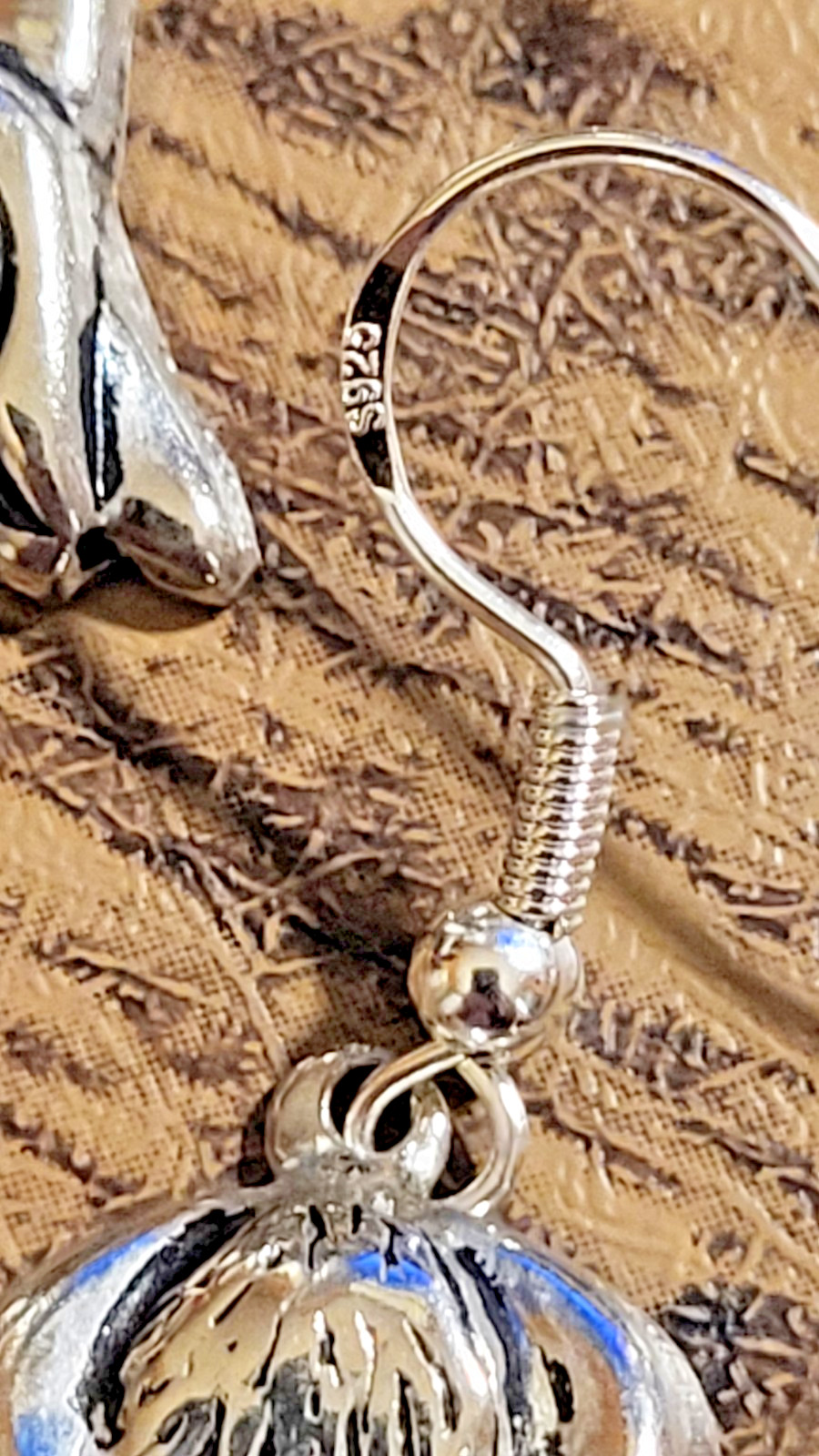 Vintage Sterling Silver 925 Angel Dangle Earrings Textured Wings Folk Art