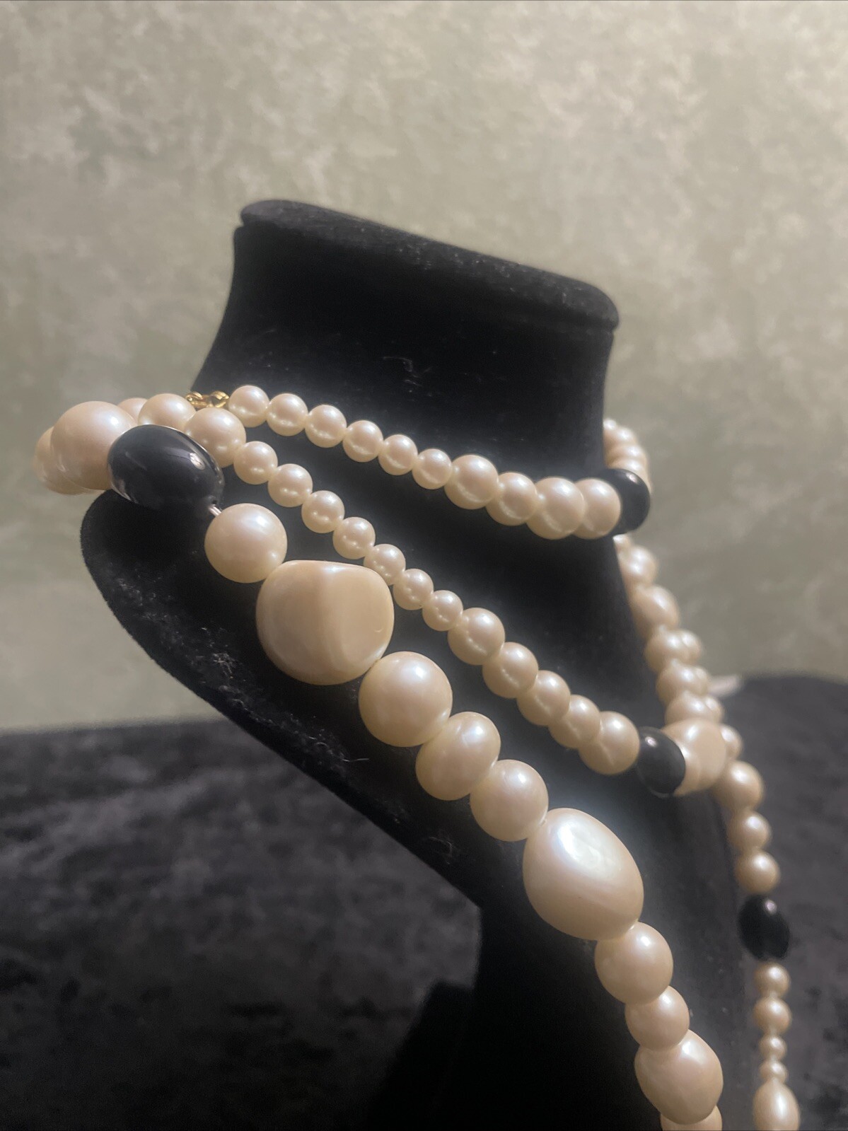 Vintage Different shapes and sizes Faux Pearls Necklace 52 Inch