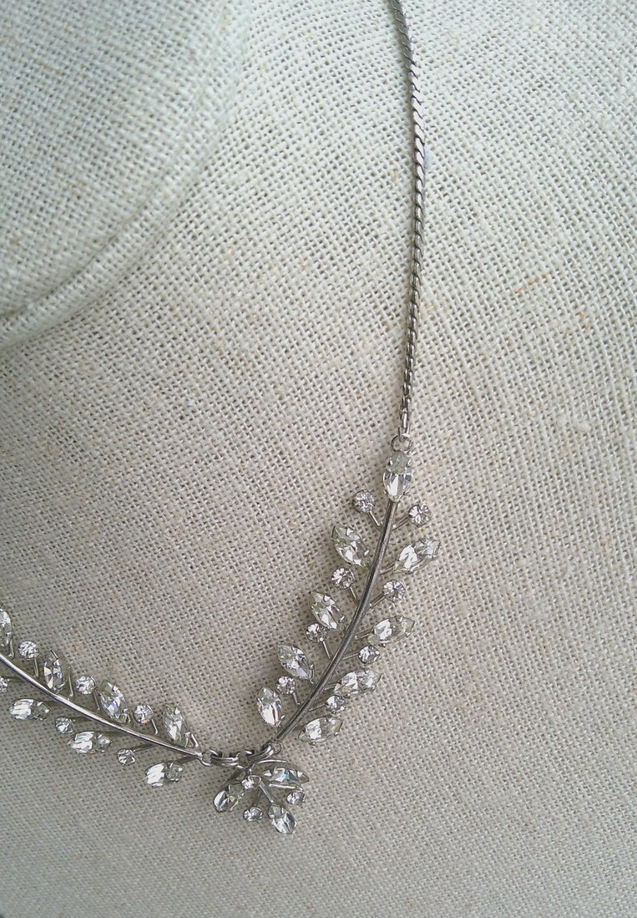 925 Van Dell Crystal Branch/Leaf Necklace