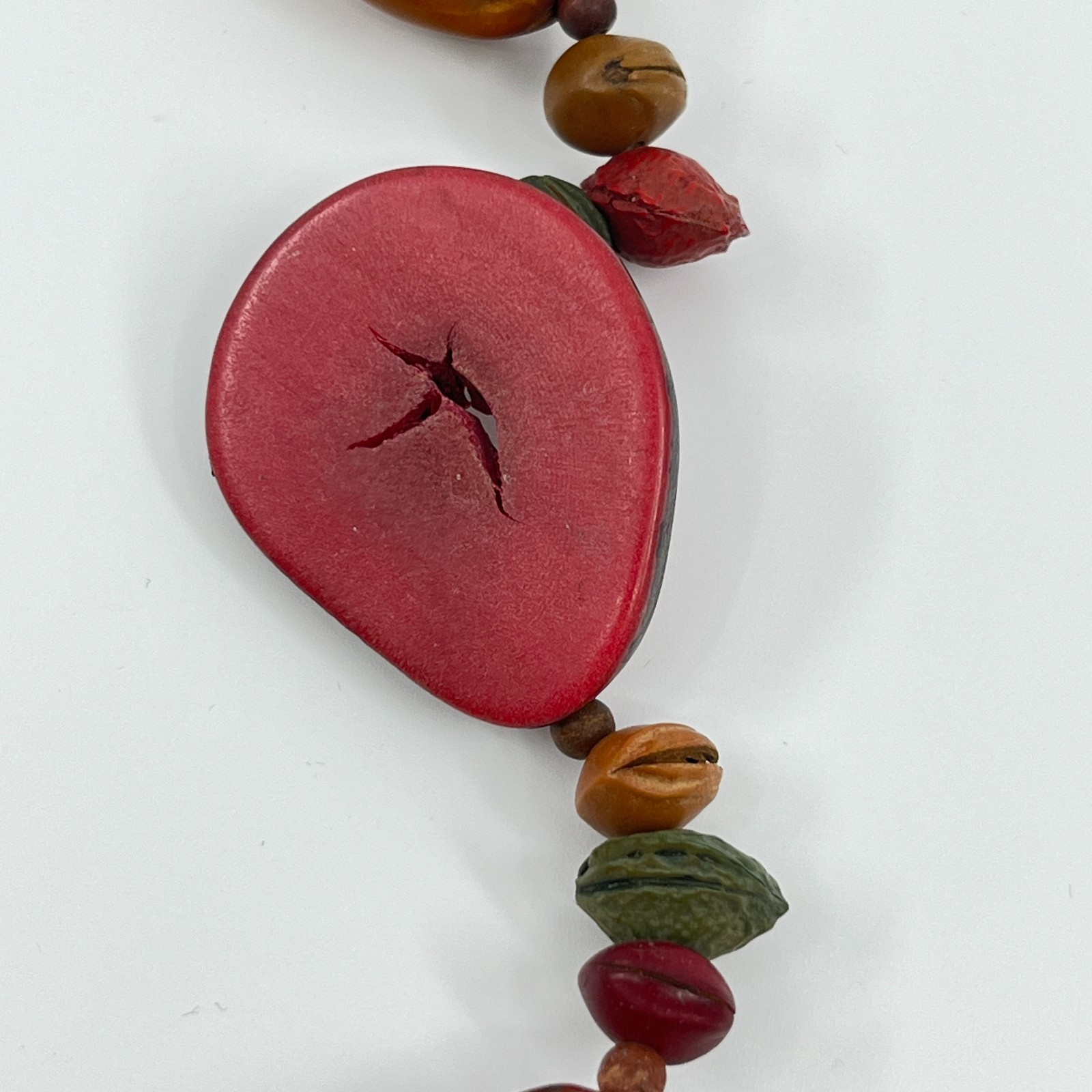 Large Tagua Nut Vegetable Ivory Necklace Boho Statement Earthy Organic Jewelry