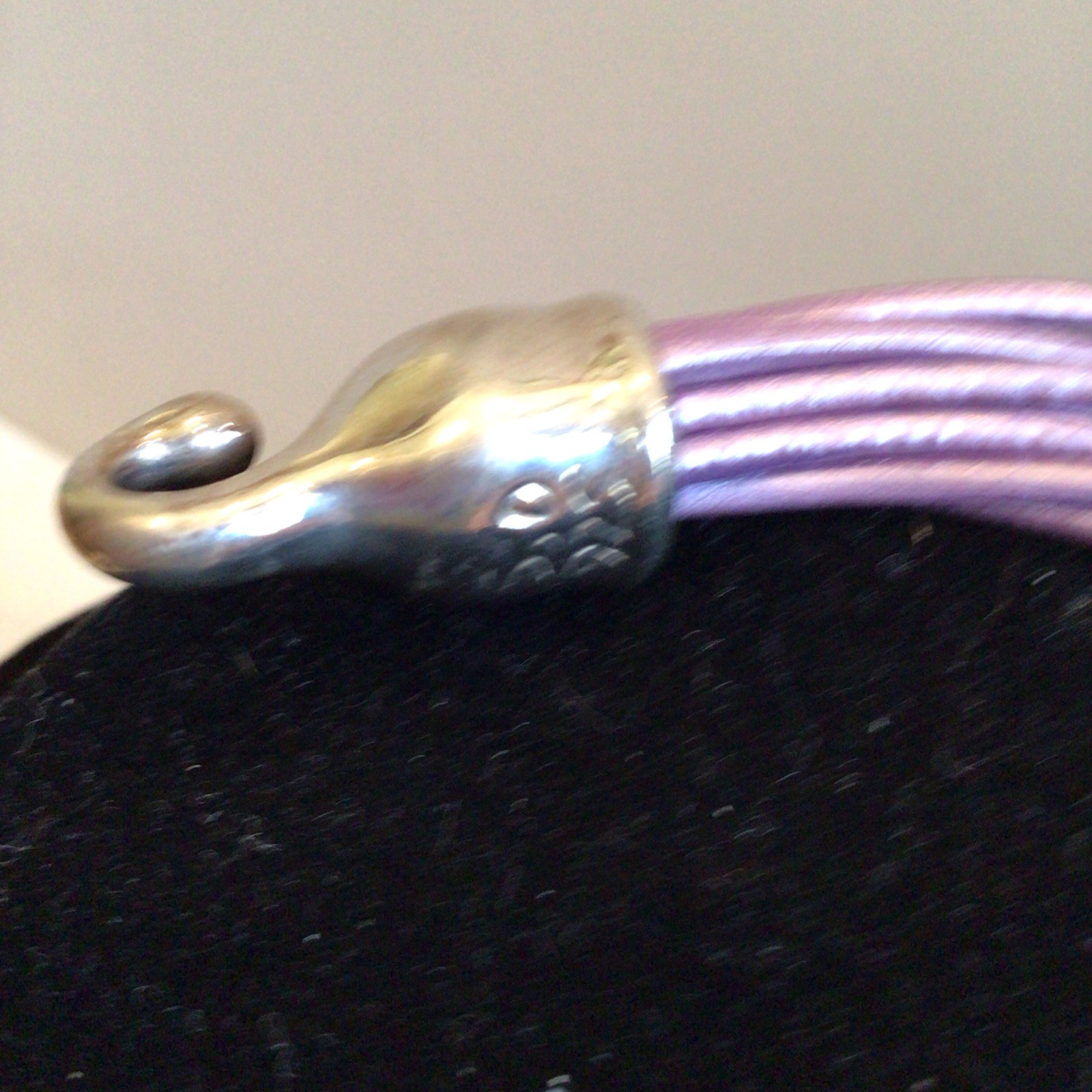 BEAUTIFUL SIGNED VON MUSULIN NECKLACE SEBBAG STERLING LAVENDER LEATHER W EXTEND