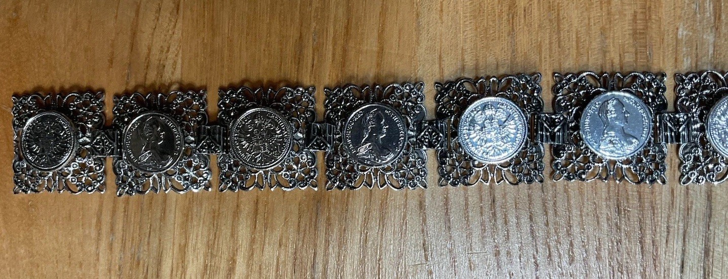Vintage Coin Link Bracelet very light weight