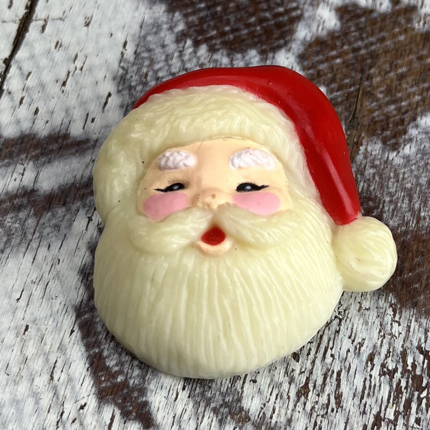 VINTAGE 70s 80s Lehman Fun World Santa CLAUS Smiling Face Brooch Christmas Pin