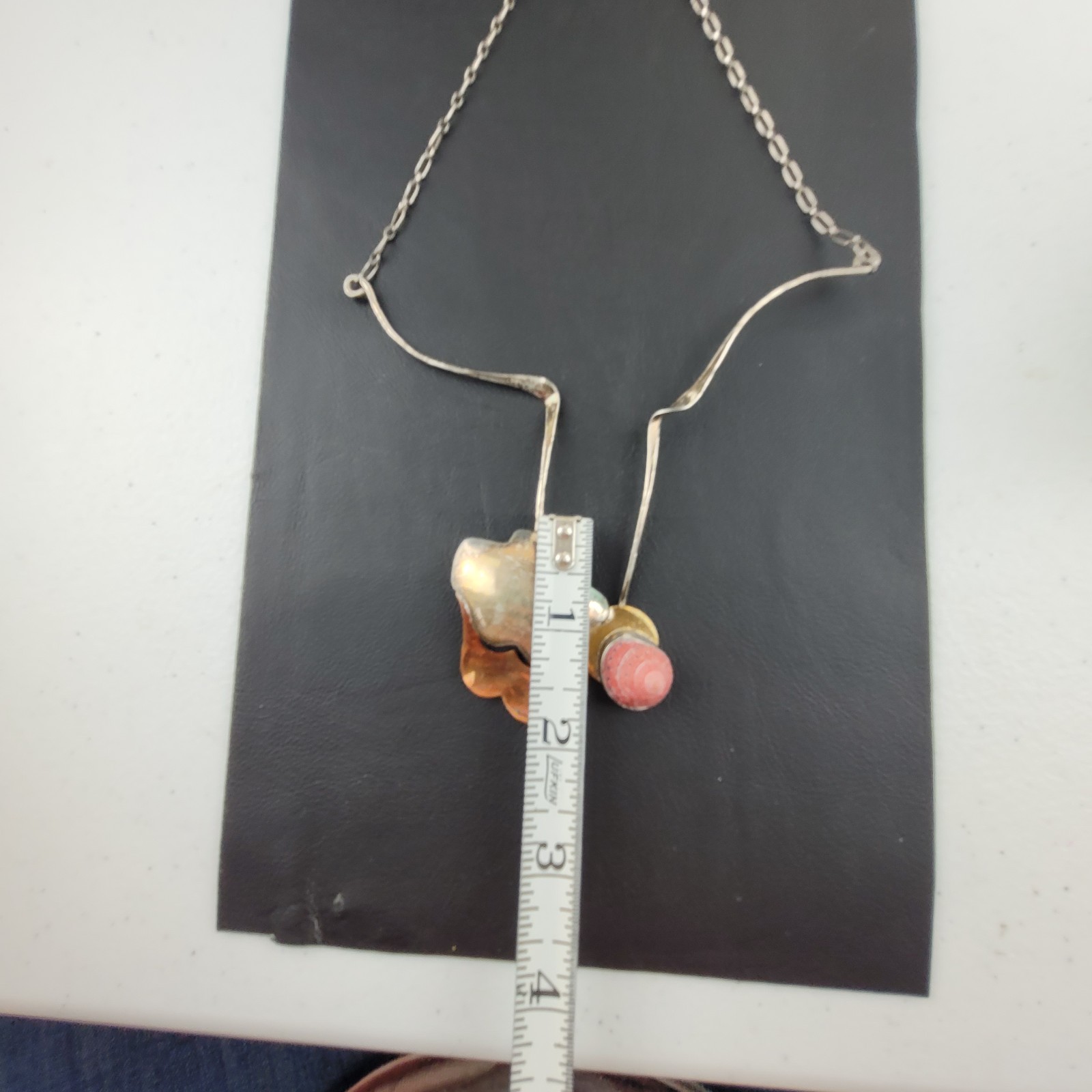 Vintage Mixed Metals and Shell Artisan Choker Necklace Statement Piece 14″ READ