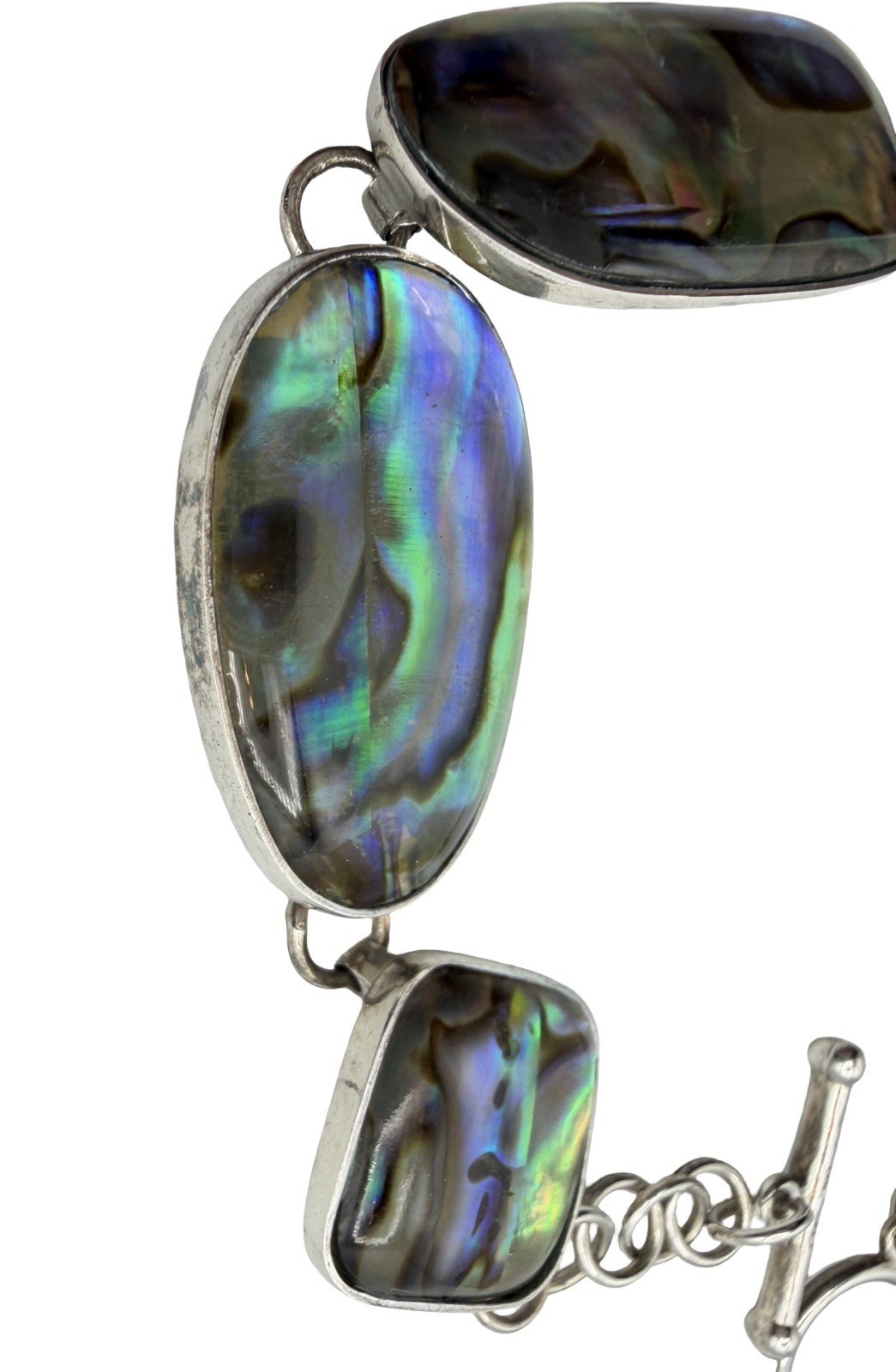Vintage Sterling Silver 925 LUC Abalone Shell Bracelet 8″ Lucas Lameth