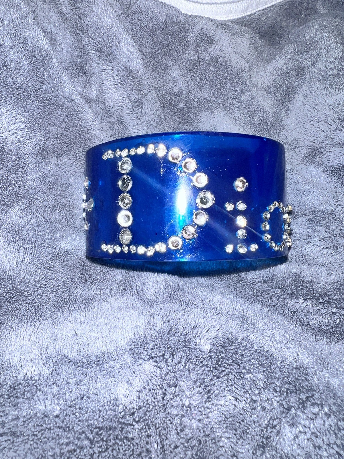 CHRISTIAN DIOR Lucite Cuff Bracelet with Rhinestones