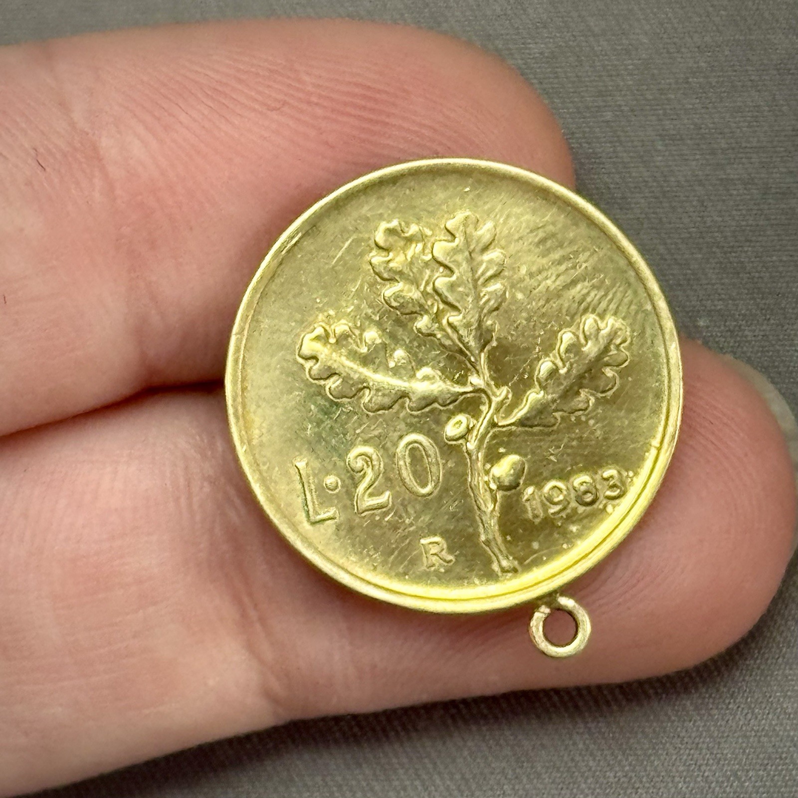 ITALY 20 Lire Coin Charm Pendant 1983