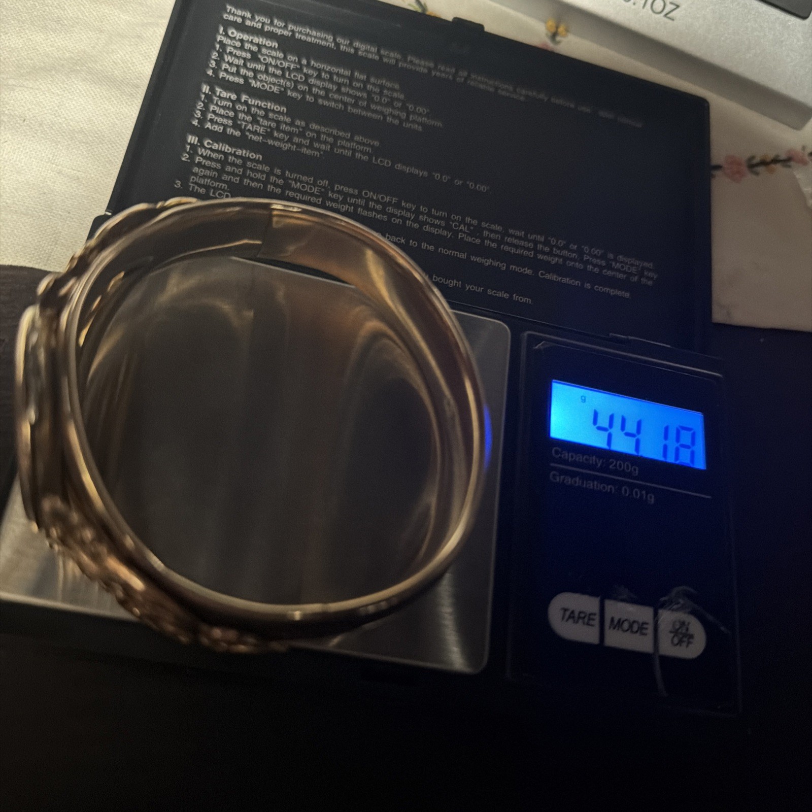 ANTIQUE 44g NOUVEAU 1/20 GOLD FILL E.M. Co HINGED PHOTO LOCKET BANGLE BRACELET