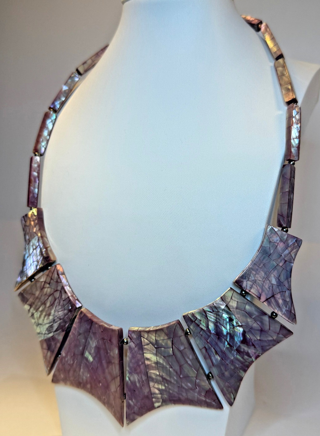 vtg Diana Marco Pink Dragon Scale Choker 18″ bib Necklace
