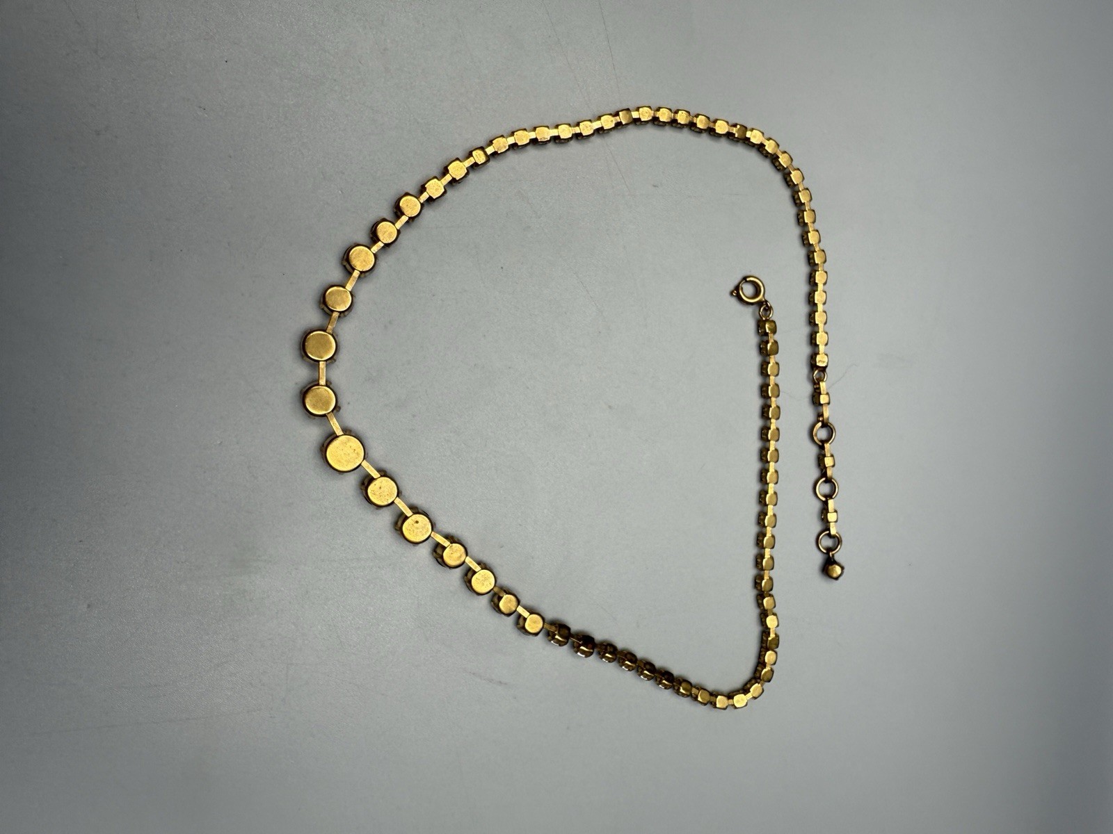 Austrian AB Crystal Rhinestone Necklace Vtg 17.5-18.5” Graduated Stones 8-3mm