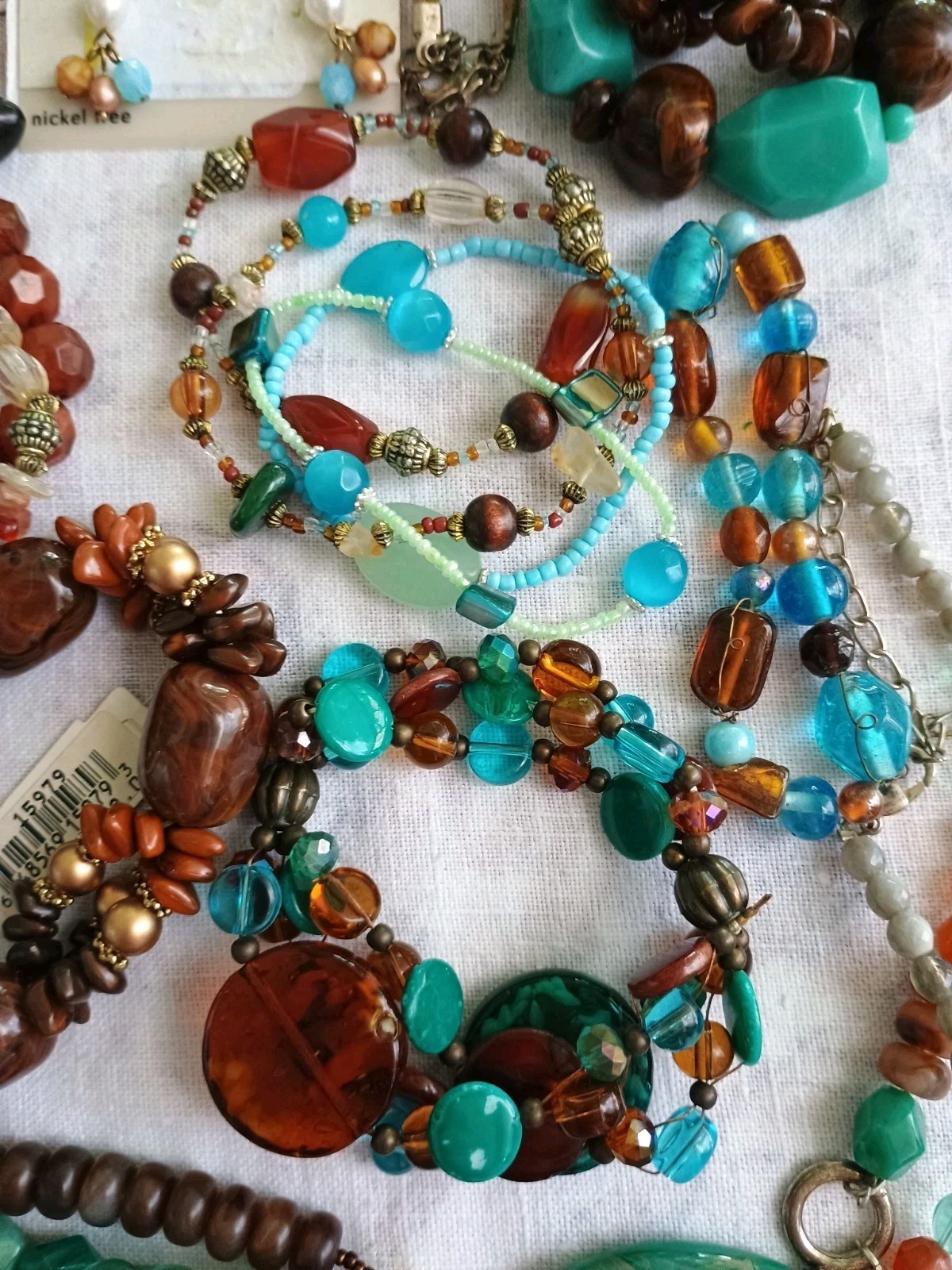 VTG Jewelry Lot Turquoise Green Earthy Colors Boho Necklaces Bracelets Resellers