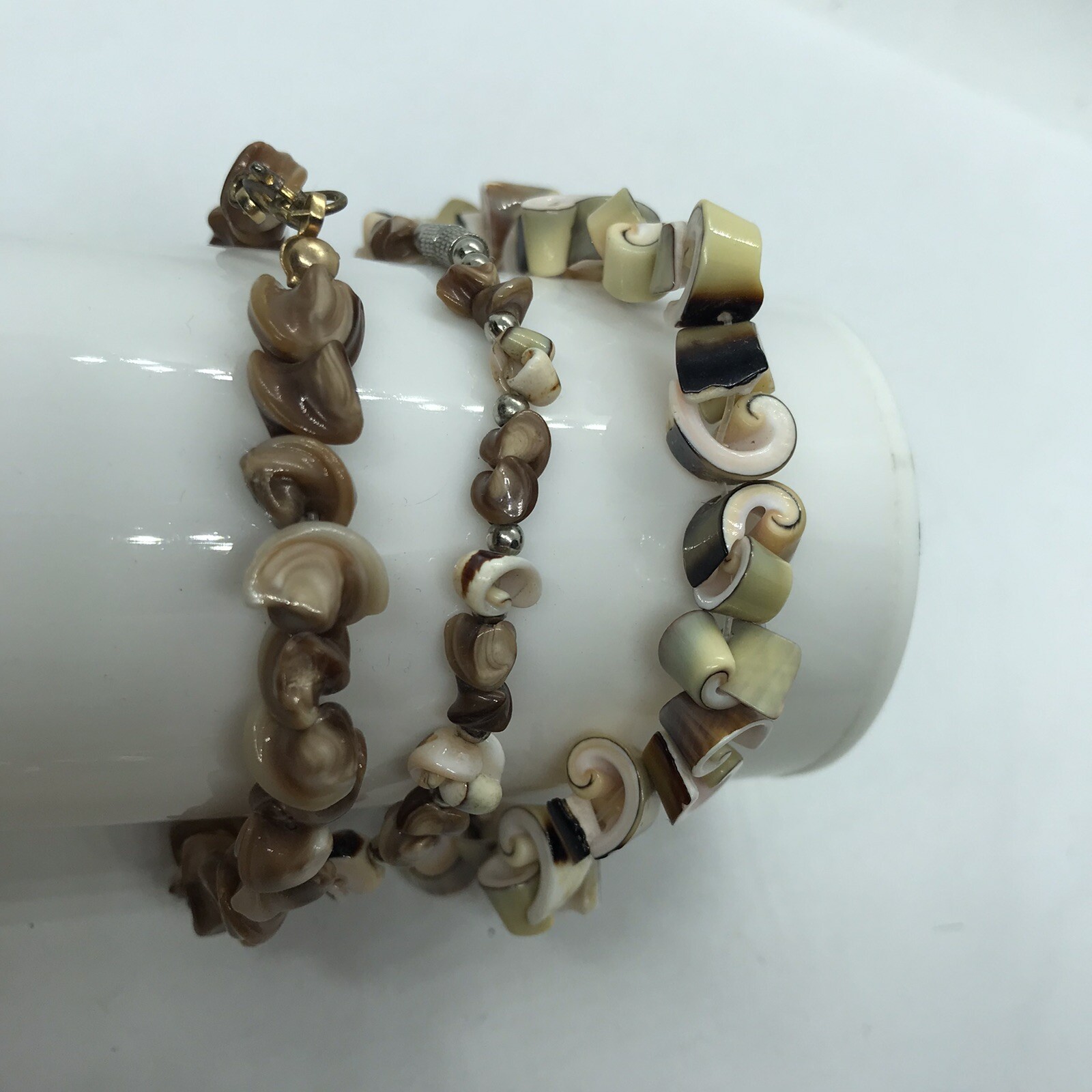 Lot Of Vintage Shell Bracelet boho beach VSCO layering handmade earthtones