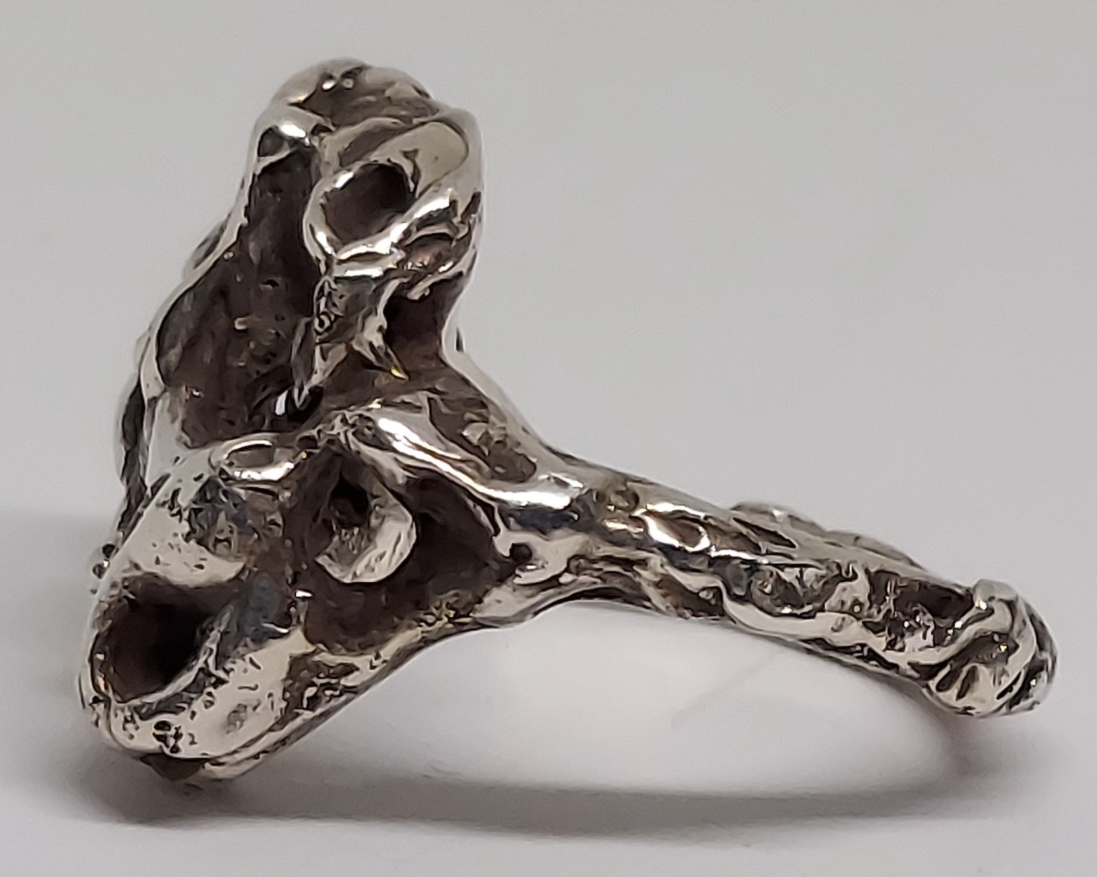 Vintage Brutalist Modernist RING Sterling Silver Handmade size 7.5