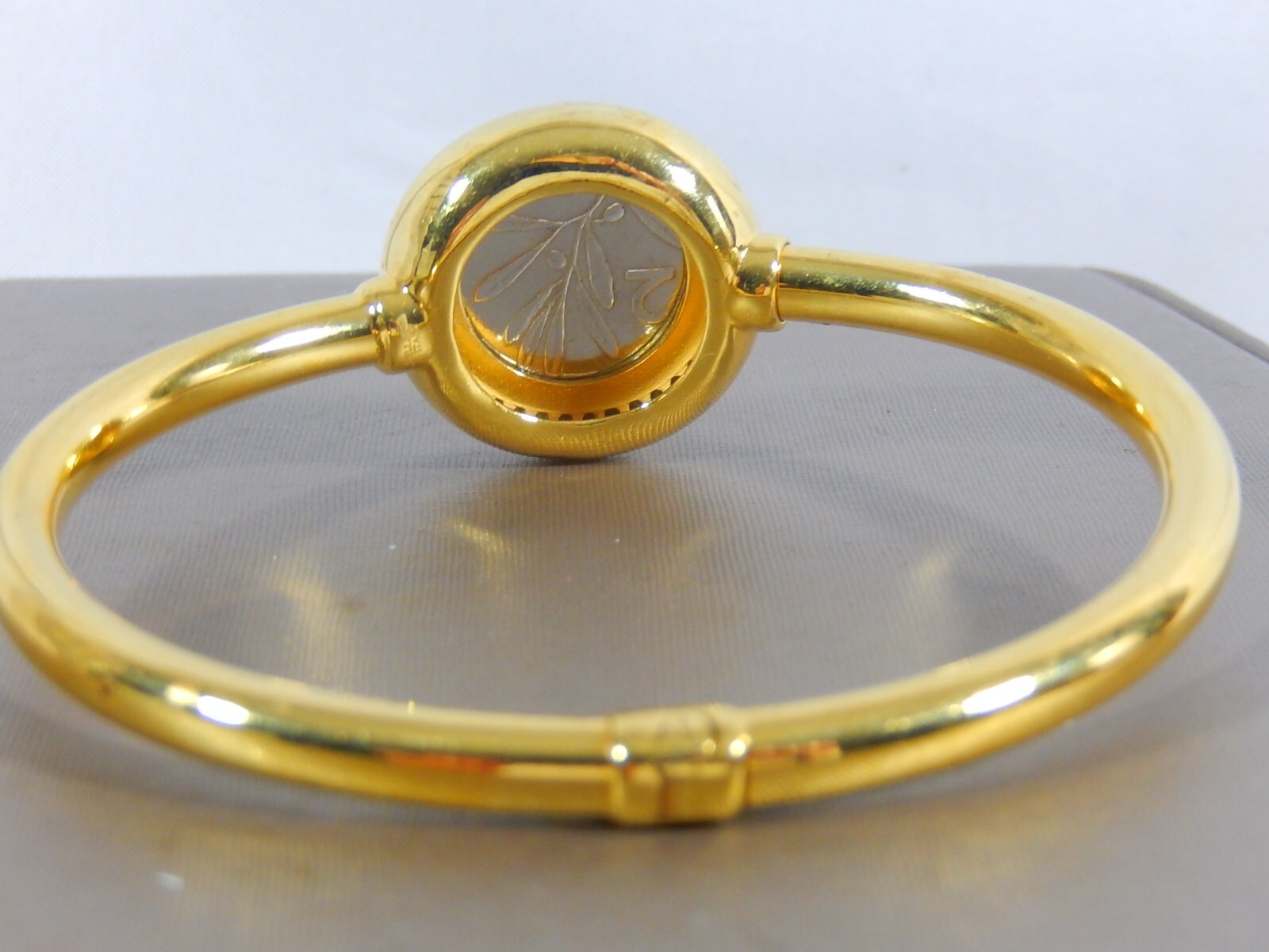 HSN BELLEZZA “BEE” LIRA COIN .76ctw SPINEL GP BRONZE BANGLE BRACELET