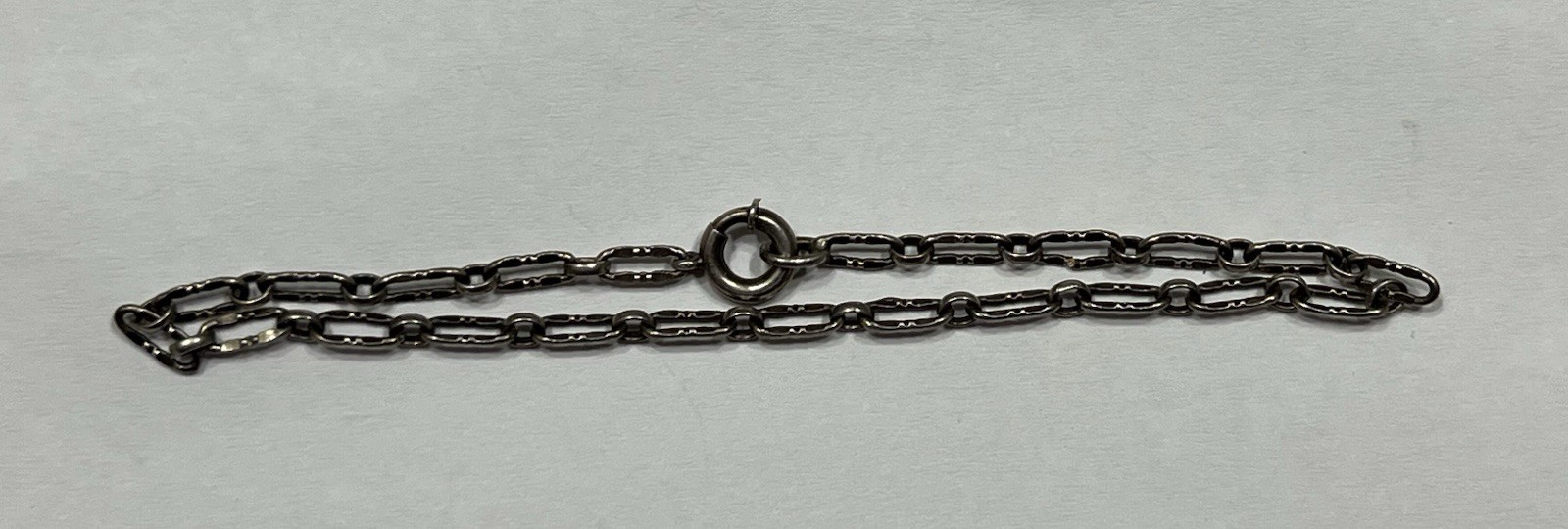 Vintage Estate Sterling Silver Bracelet 925 Ring Link 7″ Starter Charm 1.97gr US
