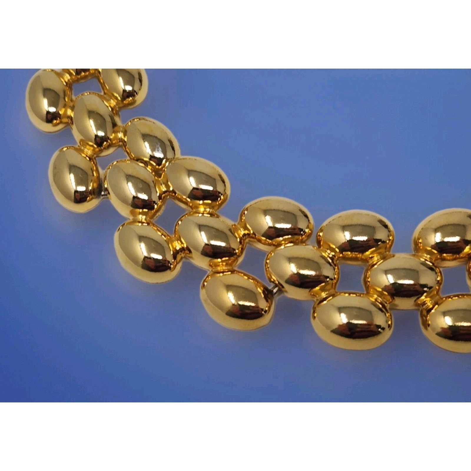 Heavy Panther Link Gold Tone Chunky Necklace Vintage Designer 18″ Toggle Closure