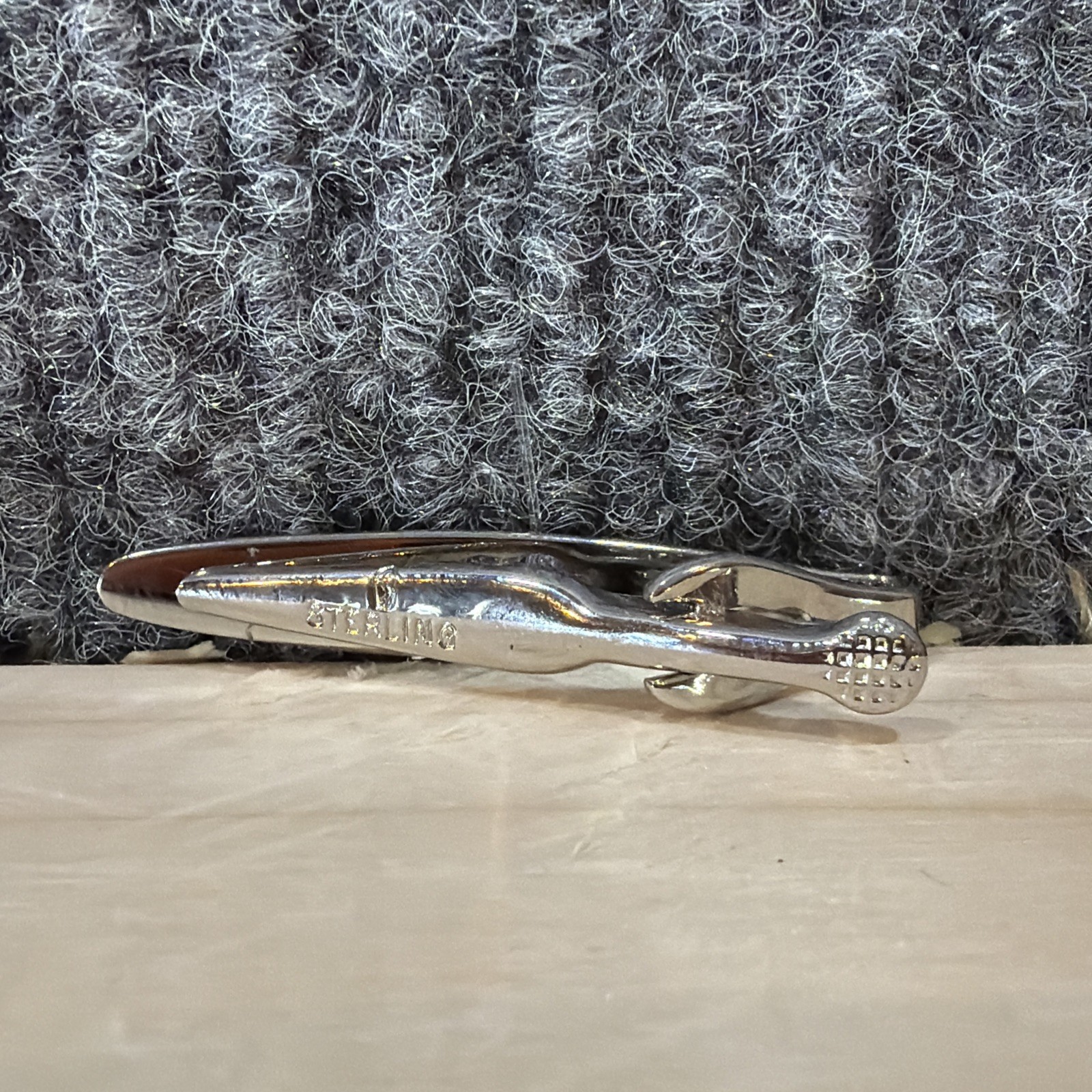 Vintage Swank Sterling Silver Tie Bar Cufflink Set Mid Century Original Box